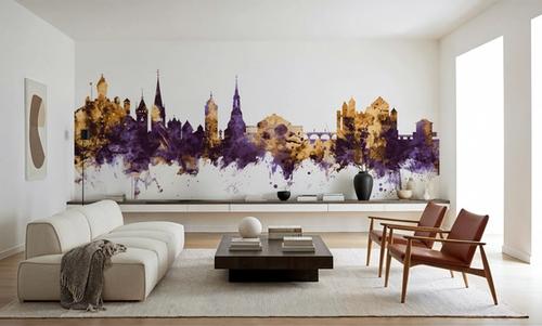Schaffhausen Switzerland Skyline Purple & Gold