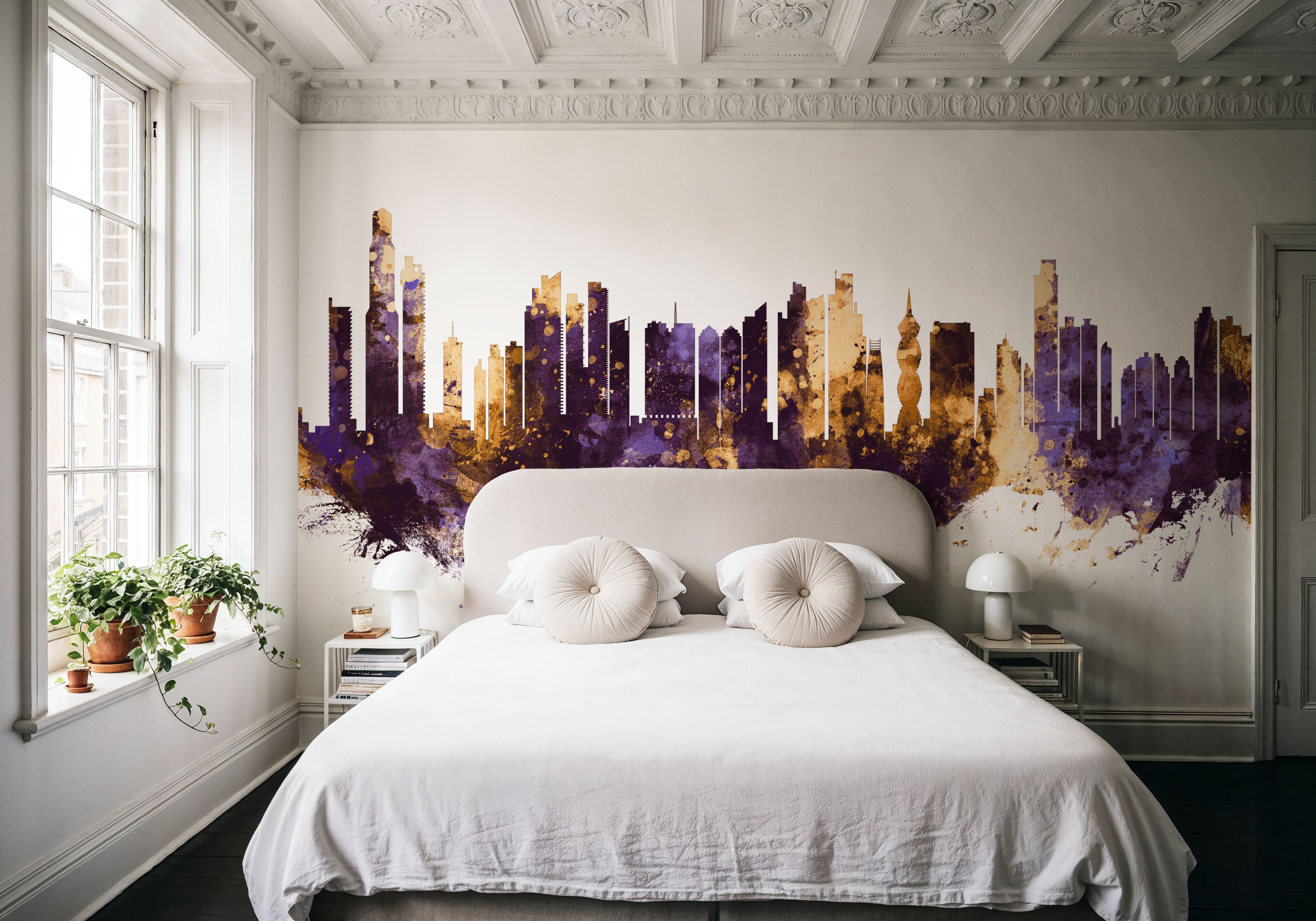 Panama City Skyline Purple & Gold