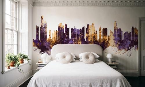 Panama City Skyline Purple & Gold