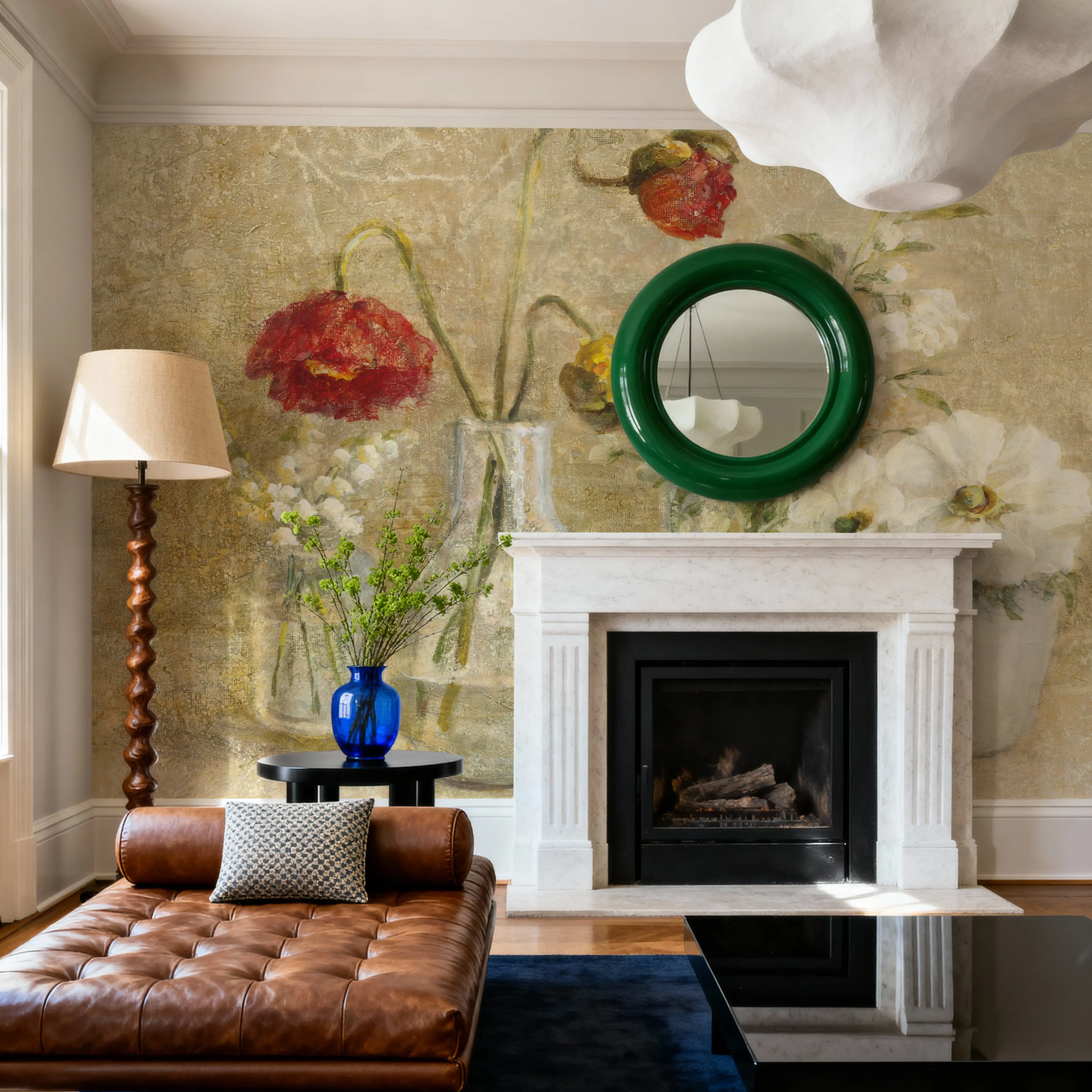 Papier Peint Panoramique - Spring Flowers in Vasesa - Contemporain Nature - Jaune - Bureaux - Wallism Belgique - Encollage au mur ou Autocollant