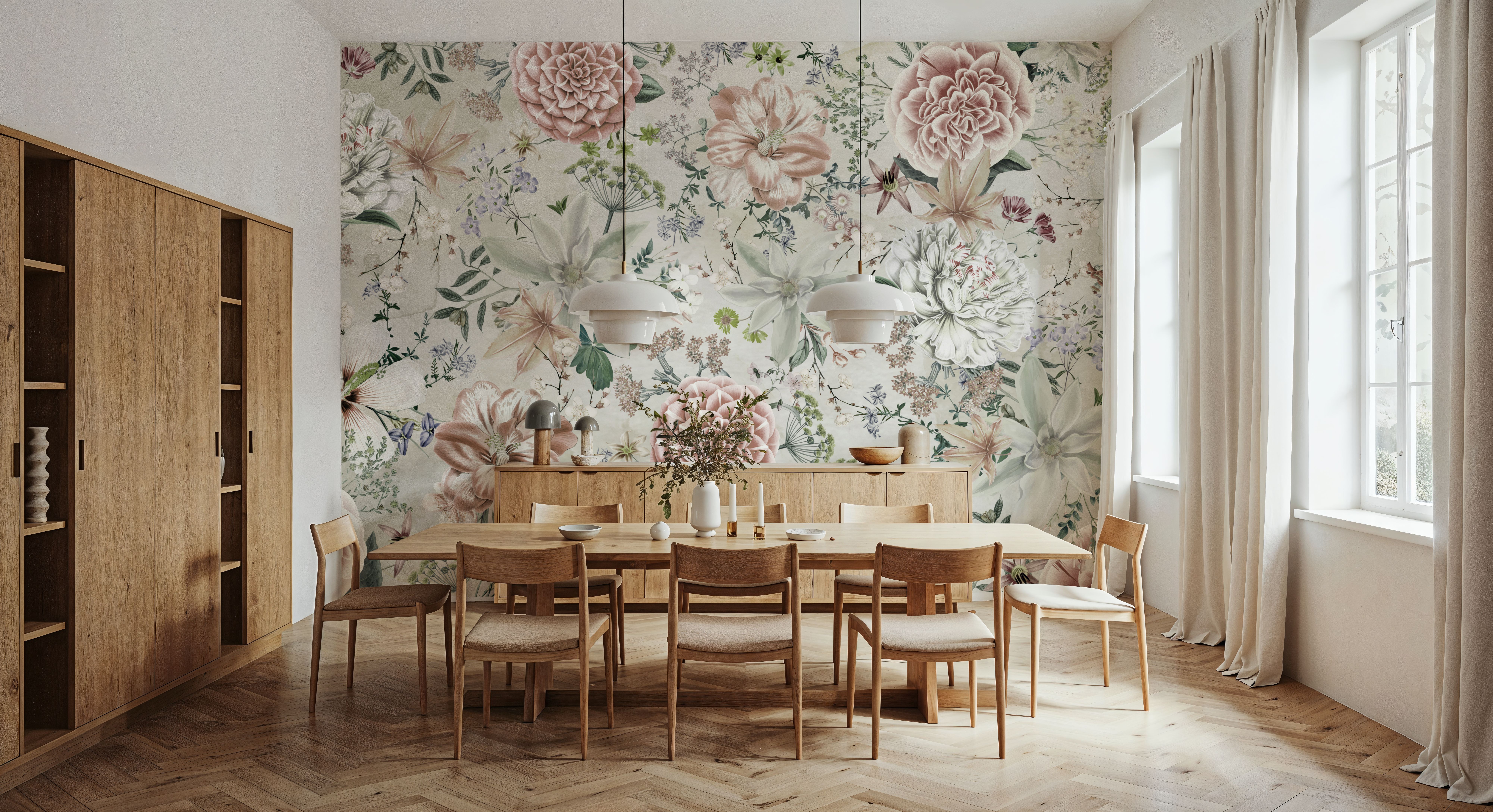 Flowers and Stripes Green