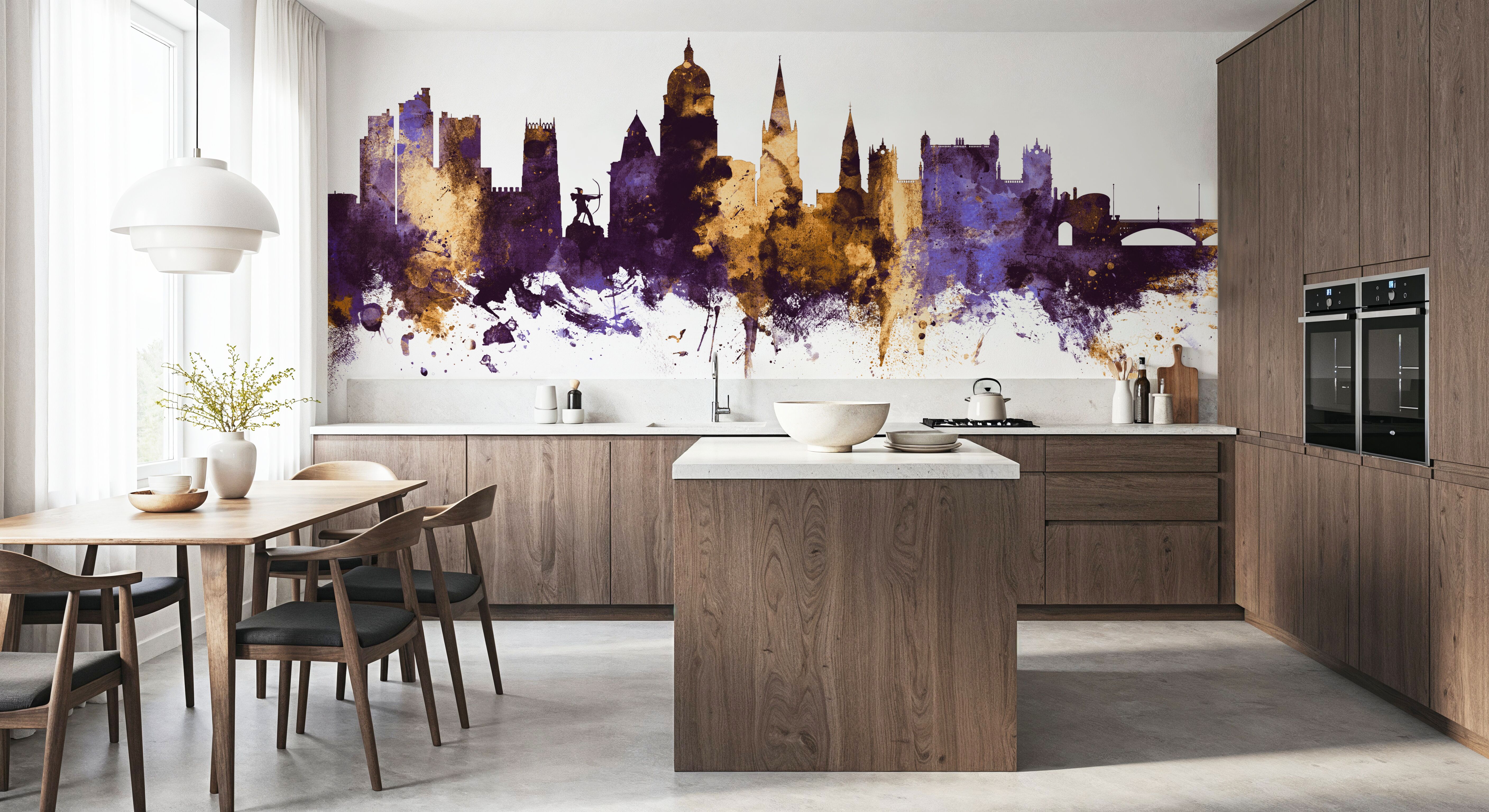 Nottingham England Skyline Purple & Gold