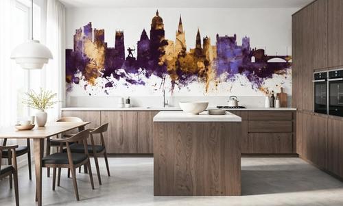 Nottingham England Skyline Purple & Gold