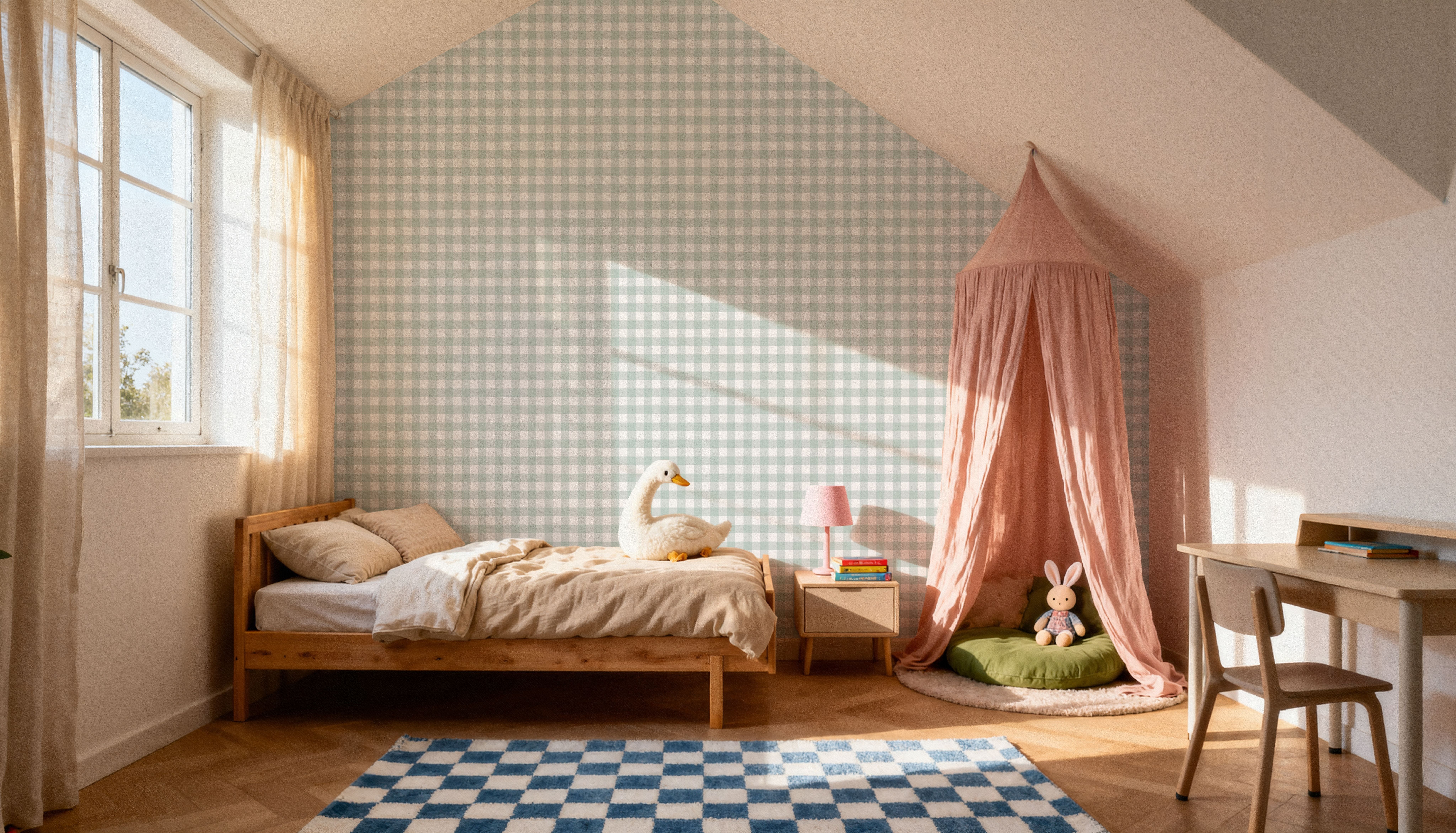 Gingham Linden Green