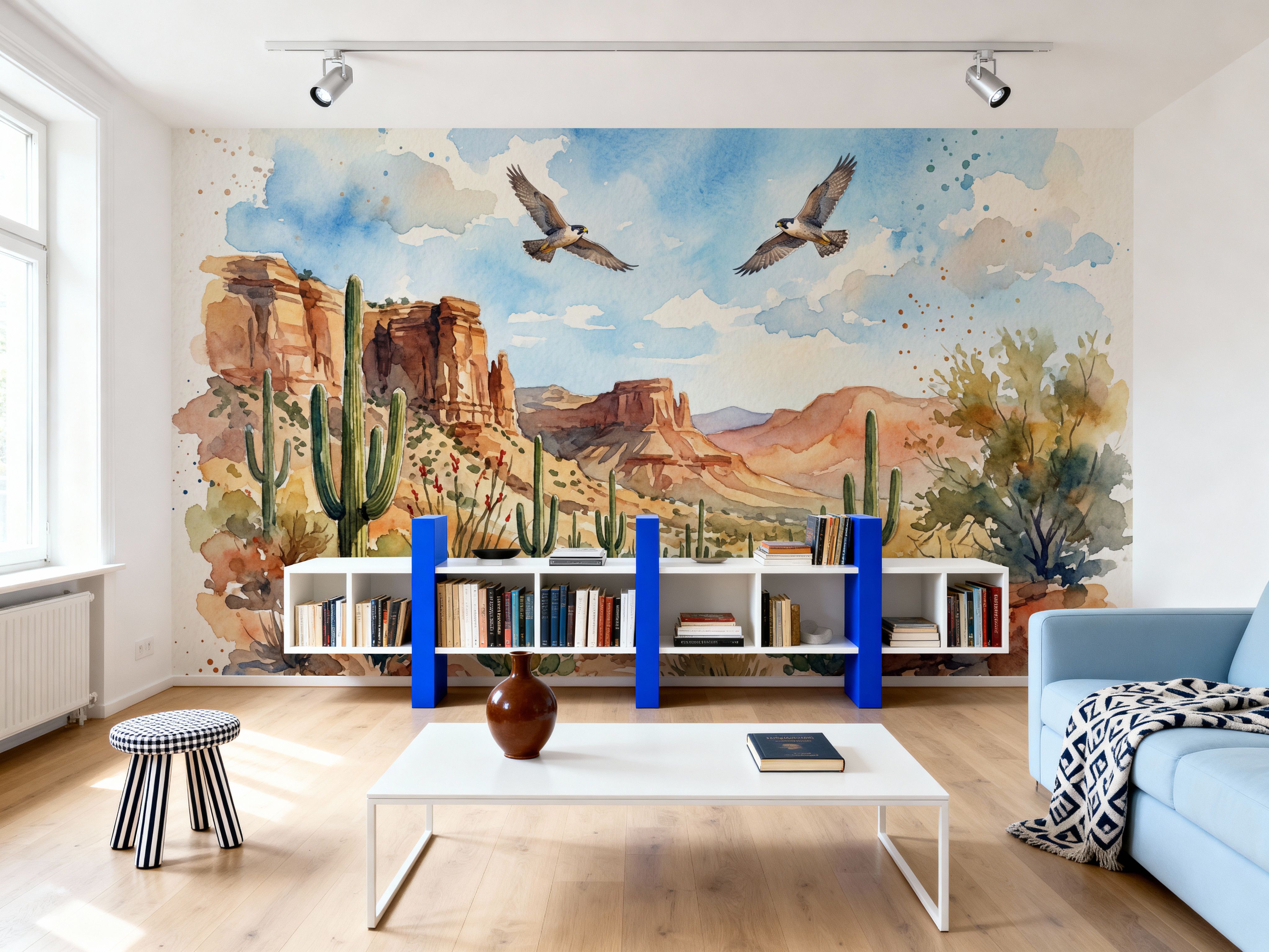 Peregrine Falcons of Sonoma - Watercolor Landscapes Series, Wallpaper