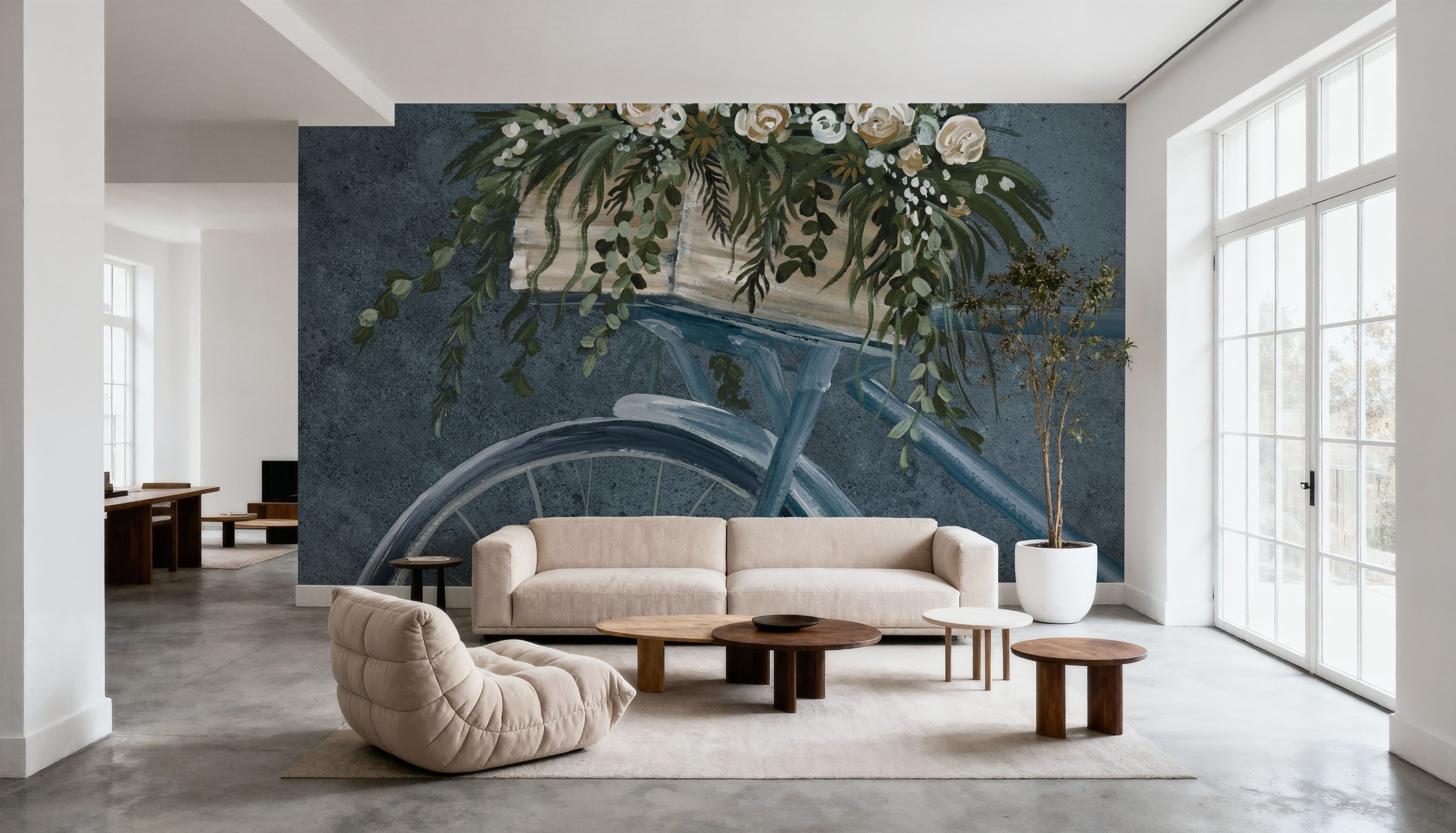 Vintage Bicycle with Florals Denim