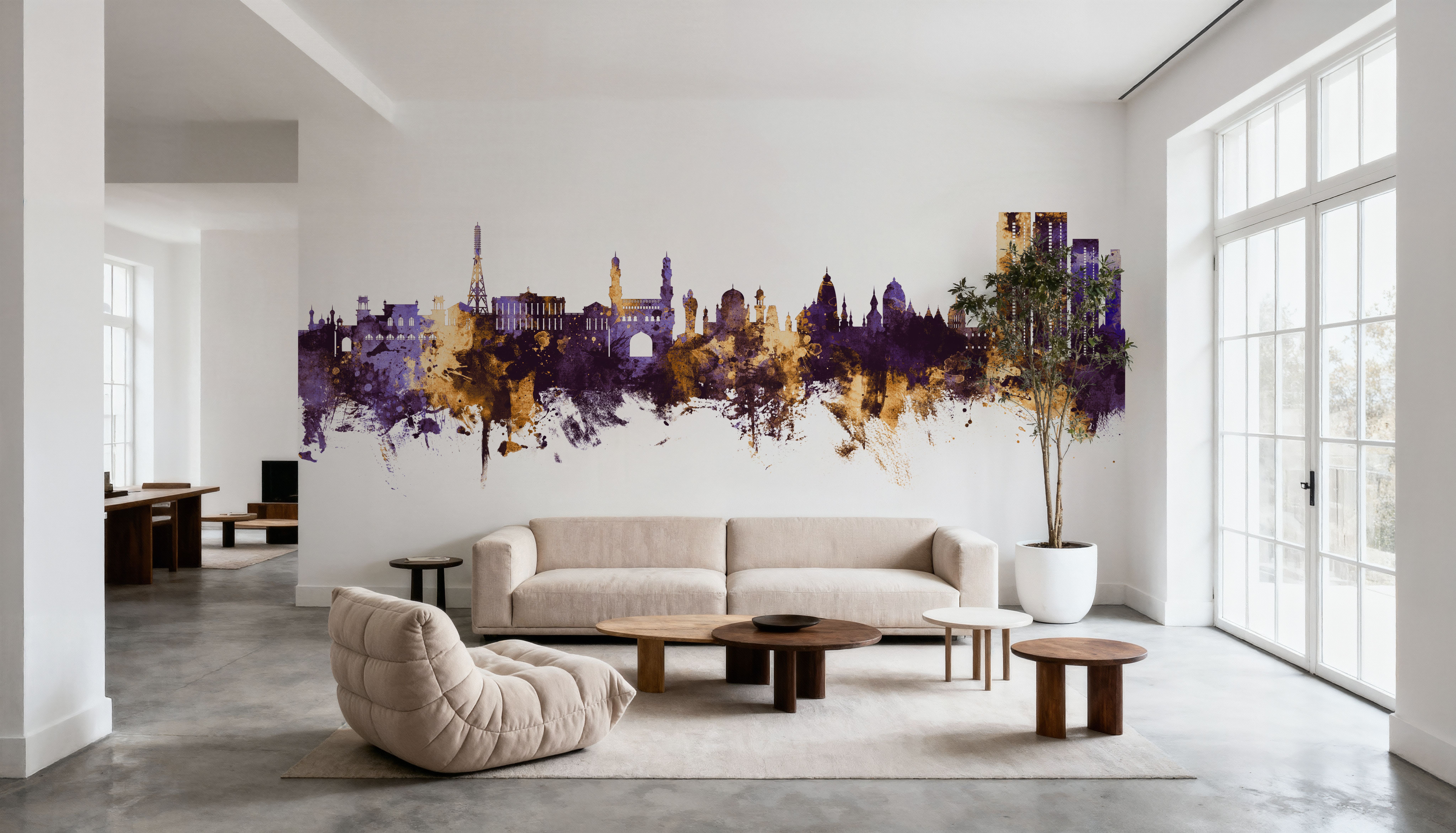 Hyderabad Skyline Purple & Gold