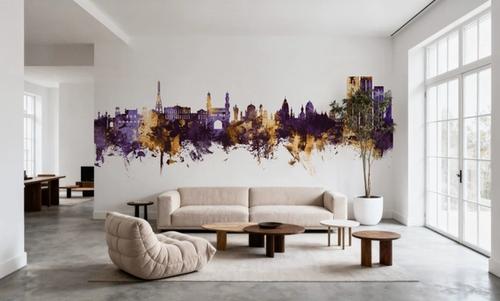 Hyderabad Skyline Purple & Gold
