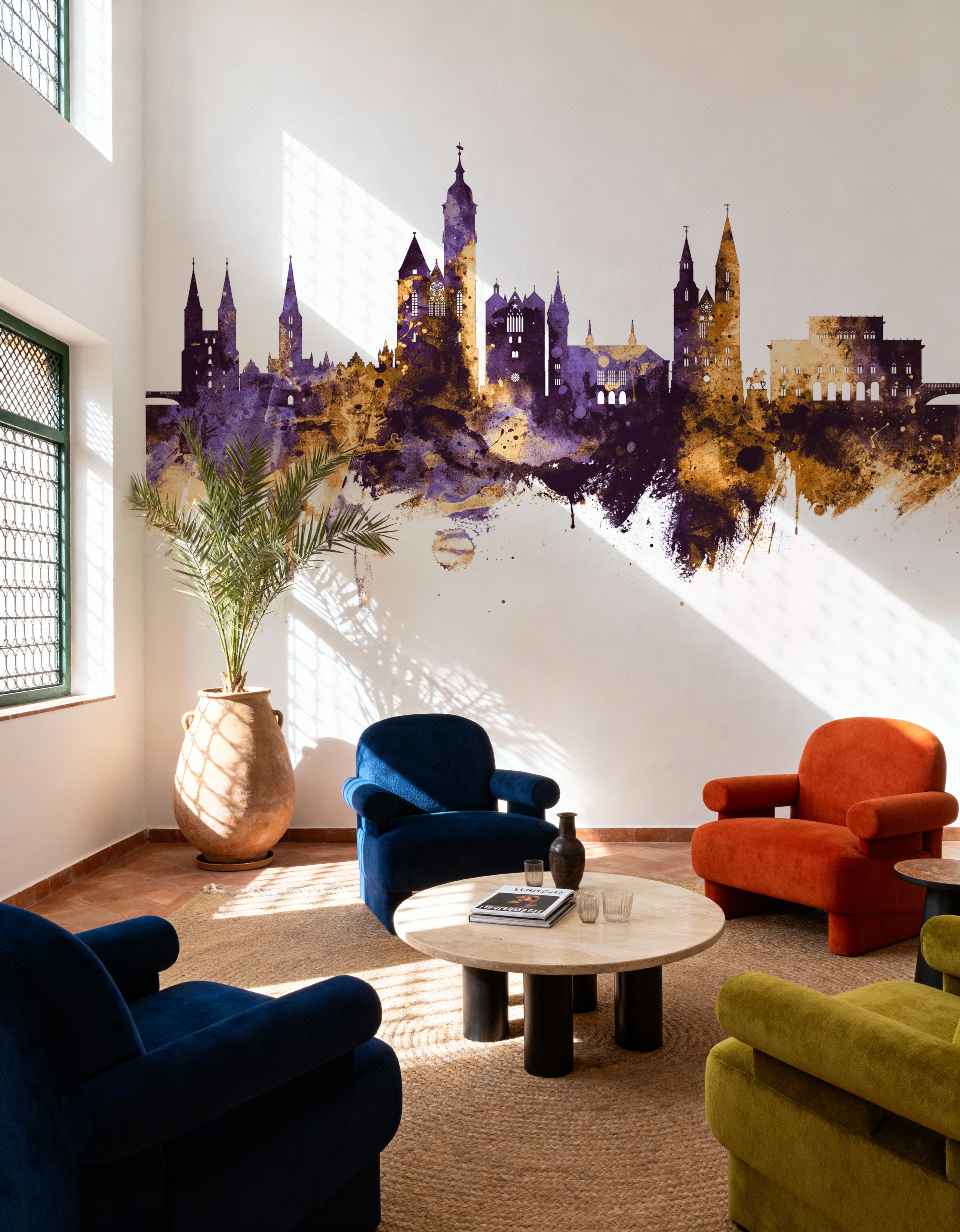 Braunschweig Germany Skyline Purple & Gold