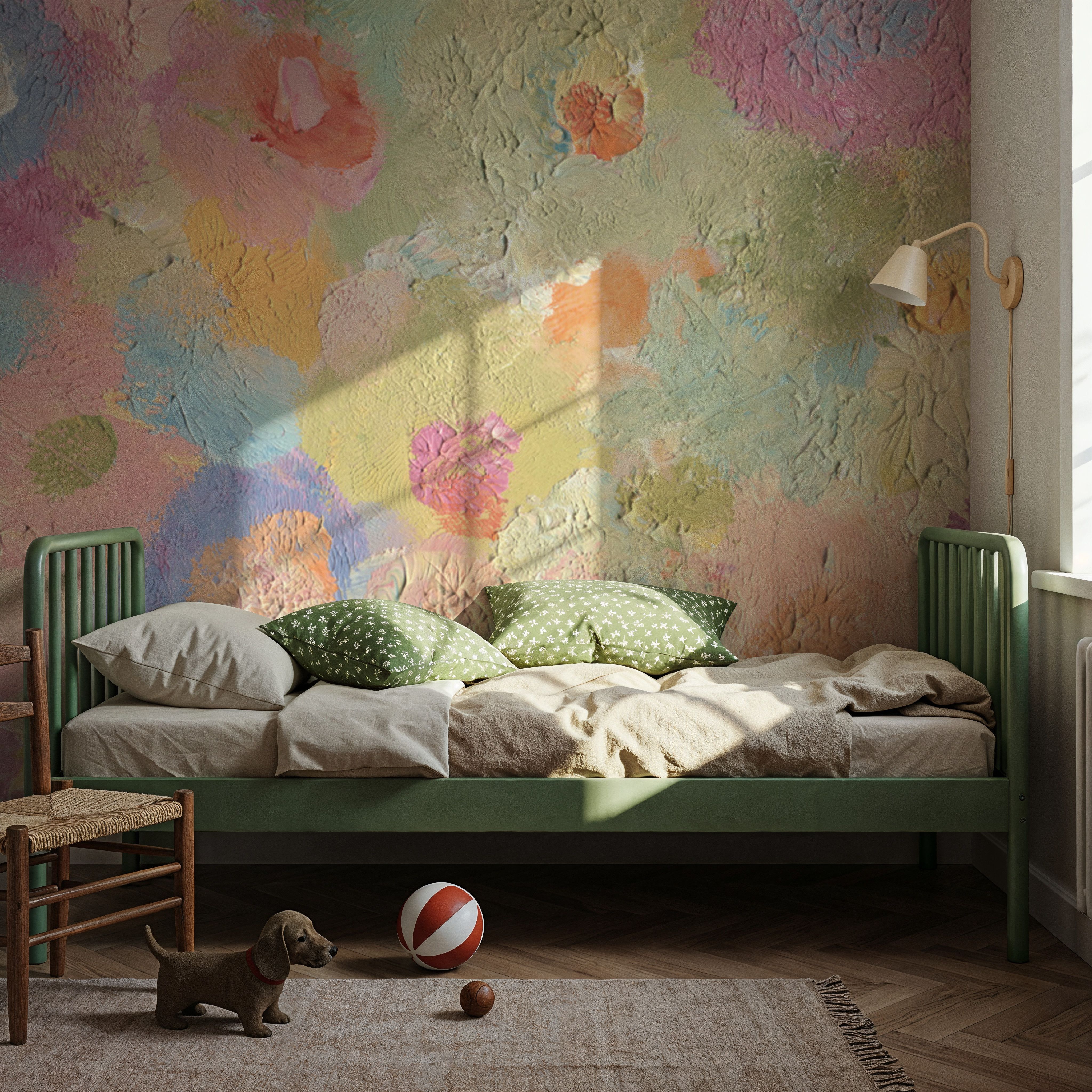 Happy Oil Painted Flowers, Warm Pink