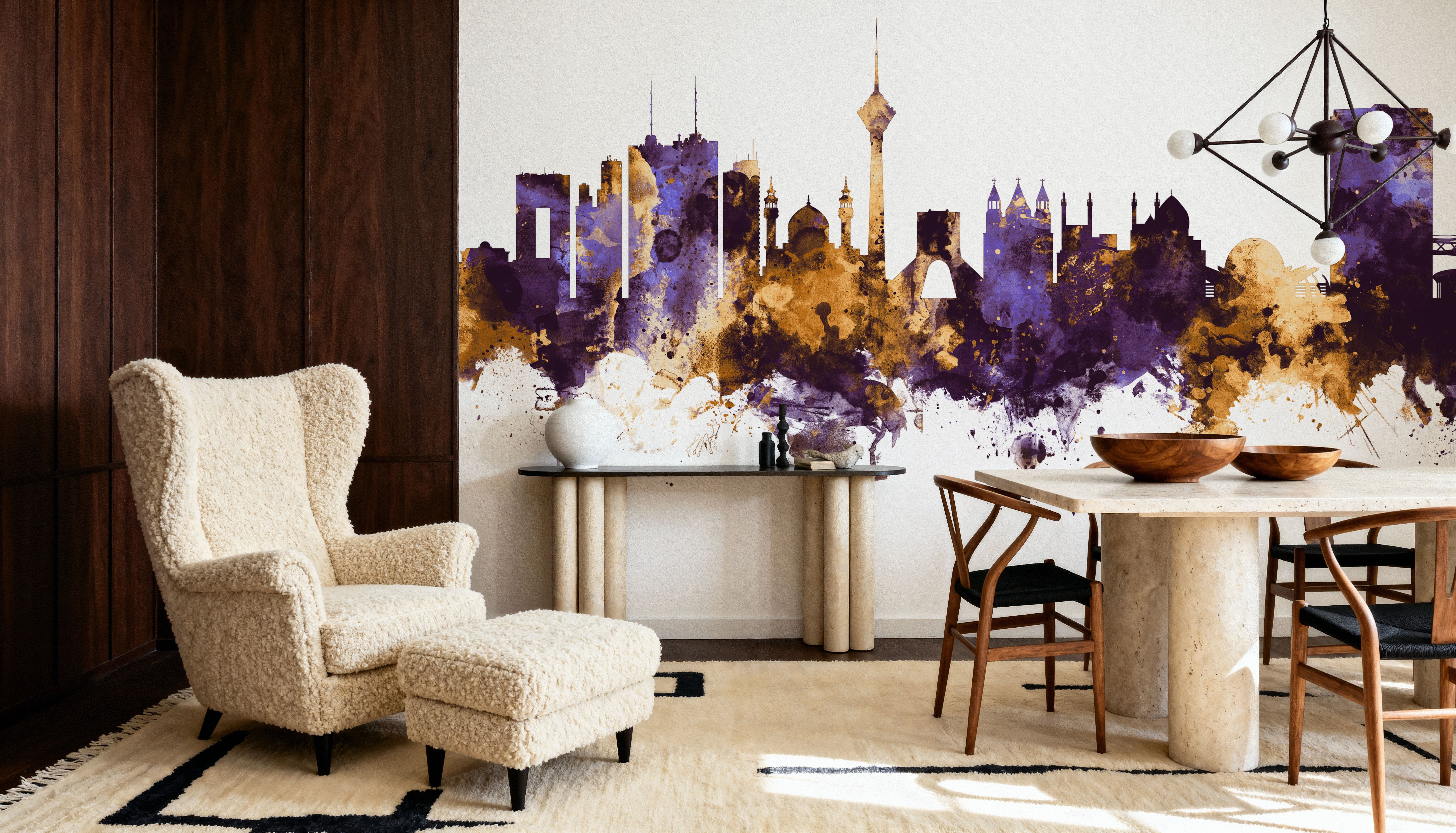 Tehran Iran Skyline Purple & Gold