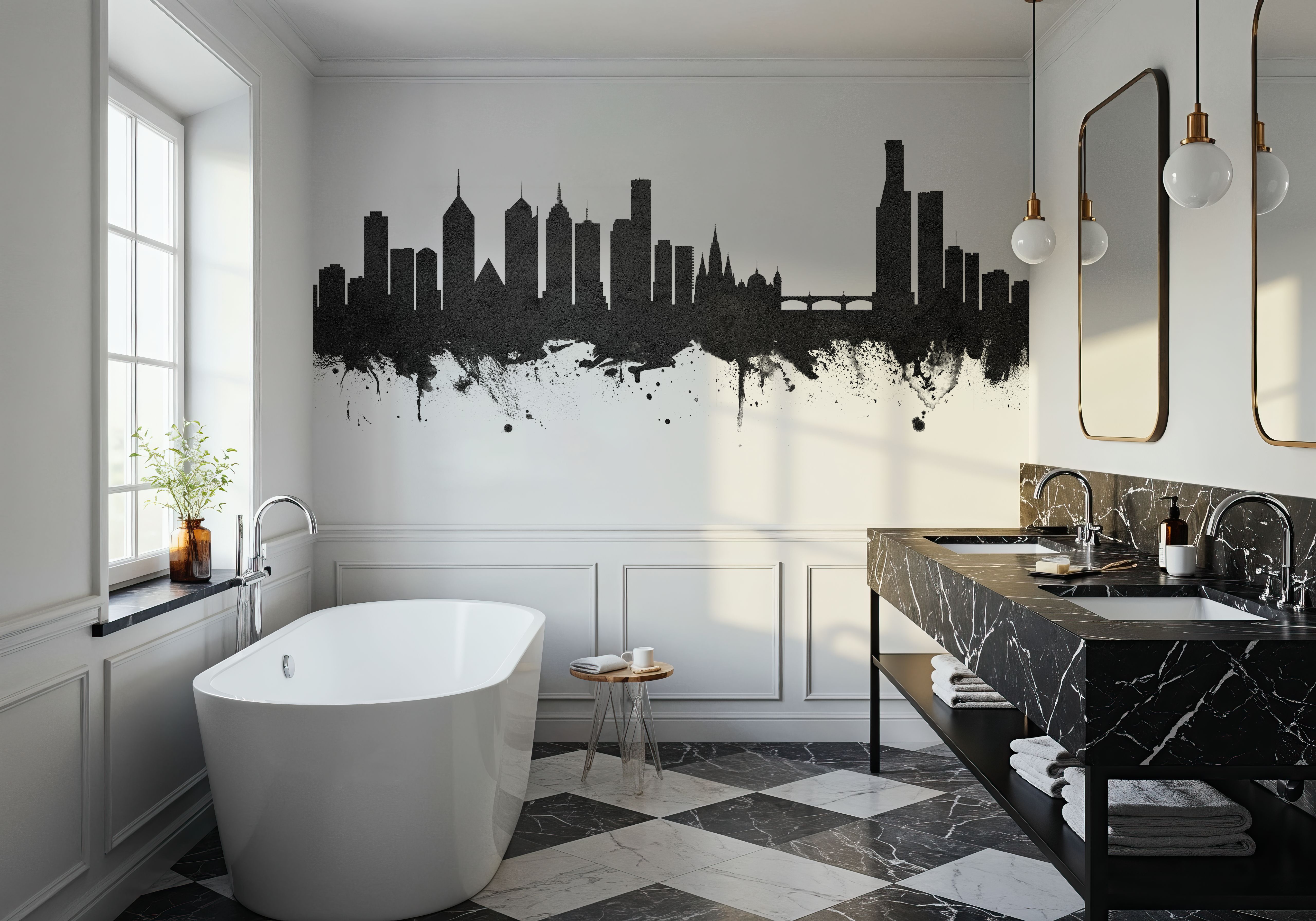 Melbourne Australia Skyline Black & White