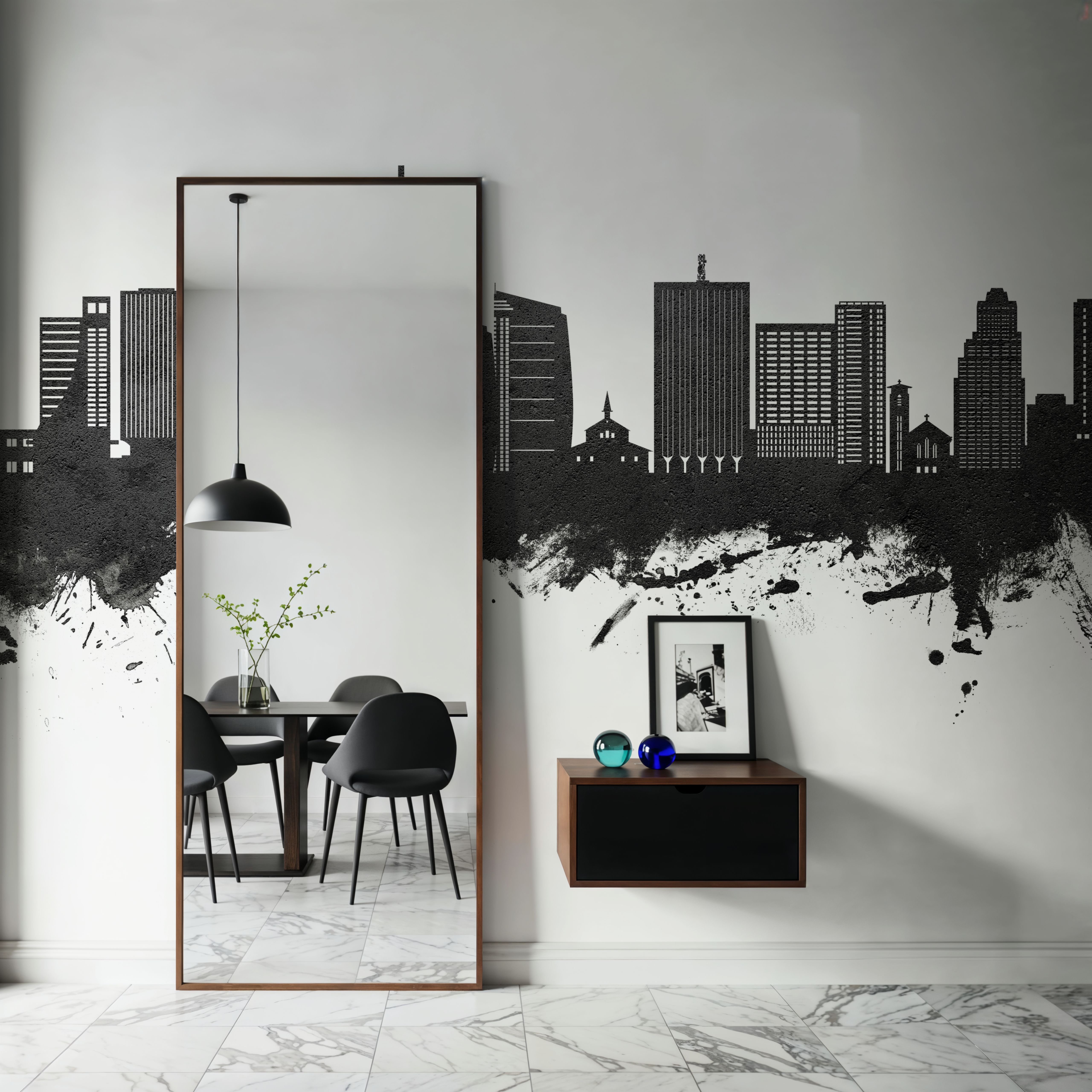 Kinshasa Skyline Black & White