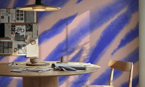 Watercolor Tiger Stripes, Periwinkle on Pink