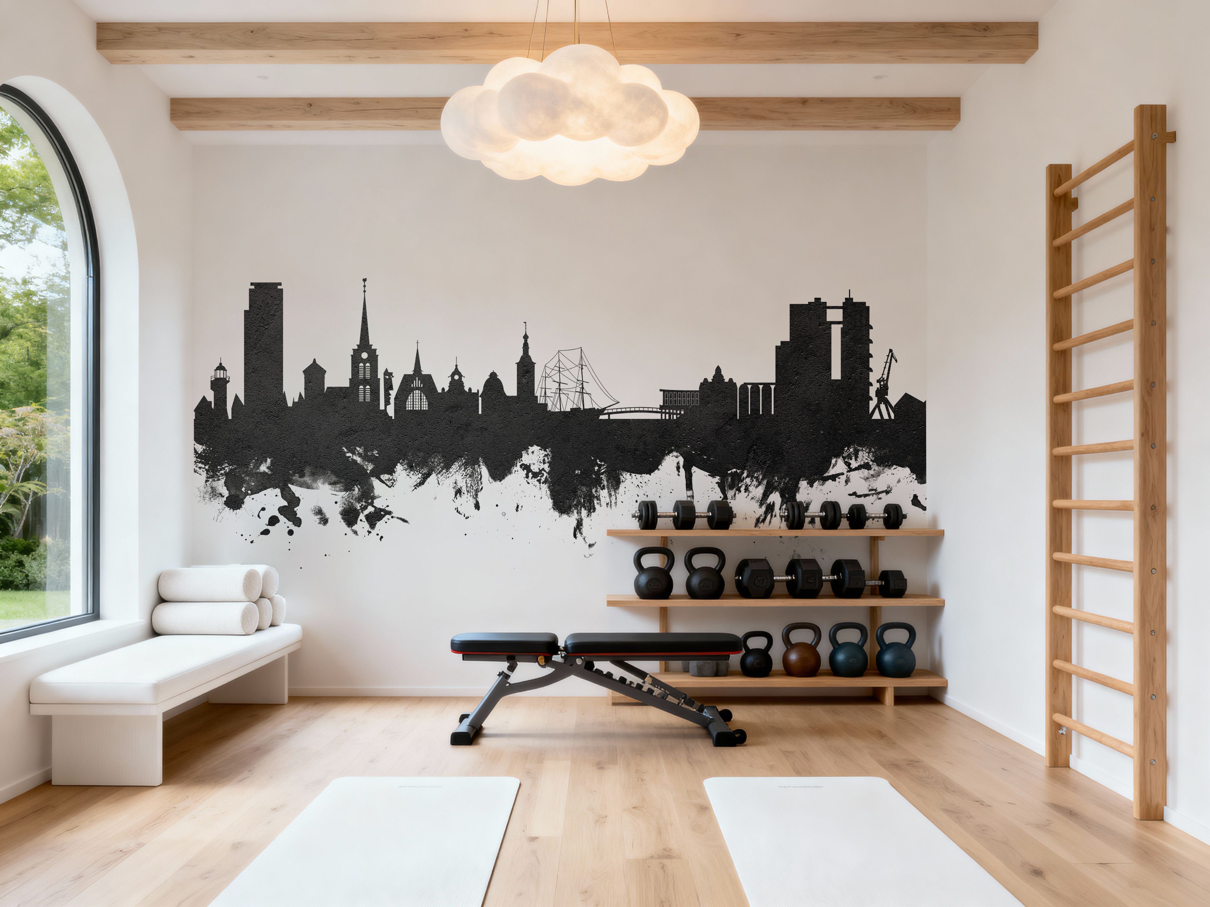 Halmstad Sweden Skyline Black & White