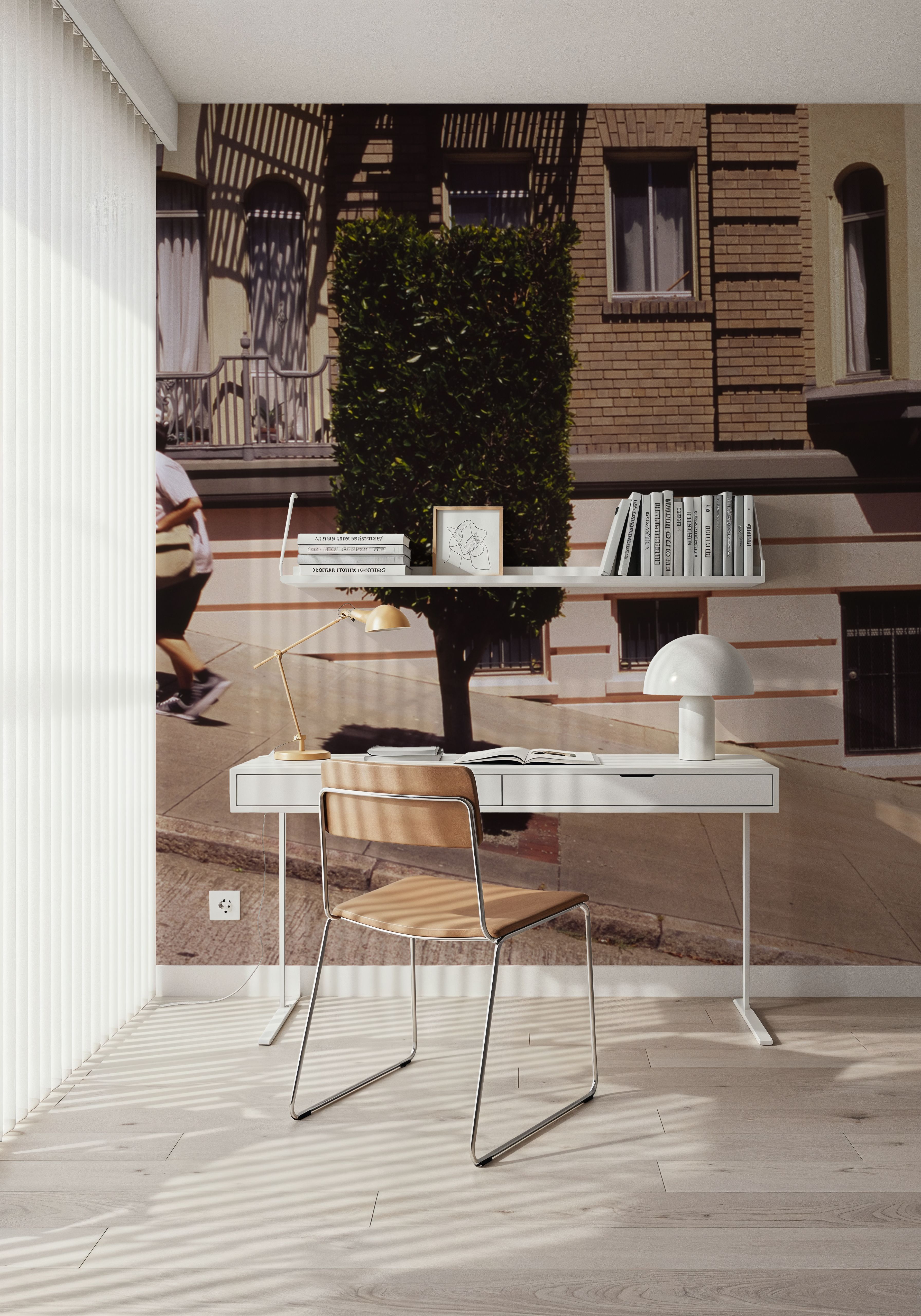 Wall Mural - Urban Incline - Architecture mural wallpaper - White - Dining Room - Wallism US - Premium, Textured or Peel & Stick