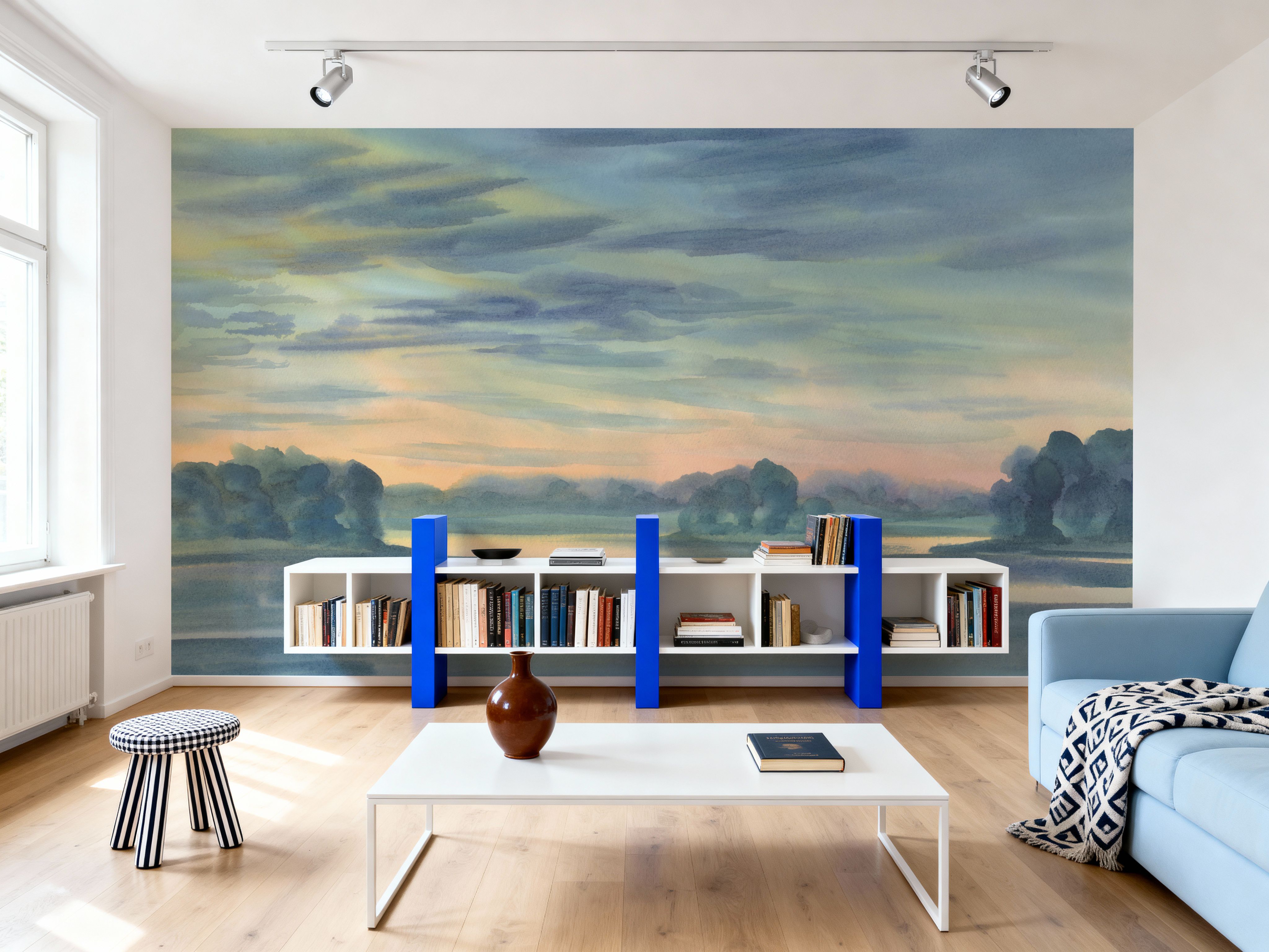 Watercolor Twilight Lake