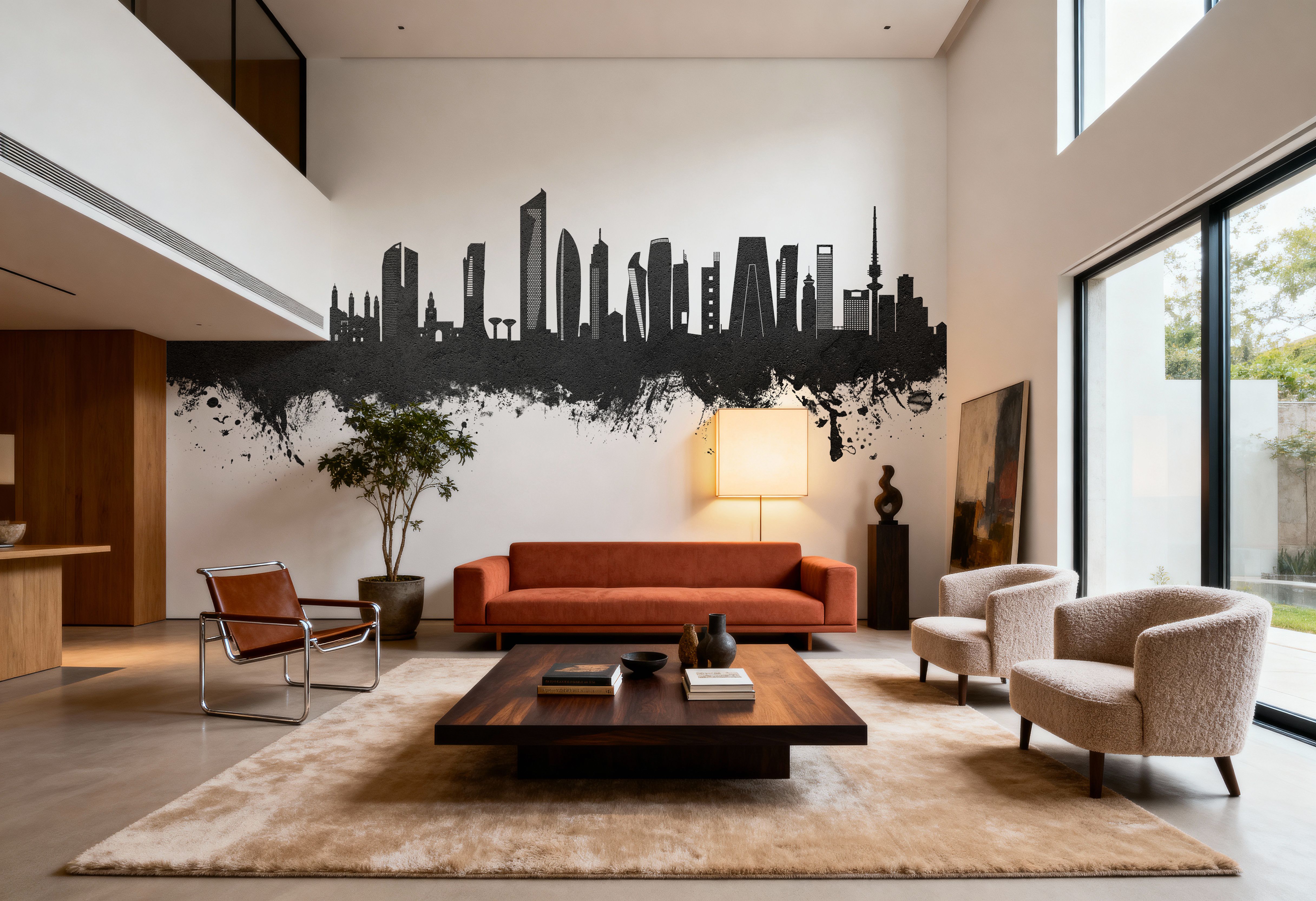Kuwait City Skyline Black & White