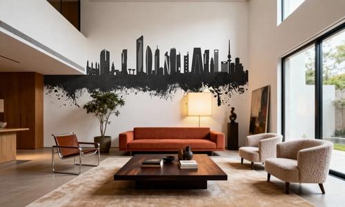 Kuwait City Skyline Black & White