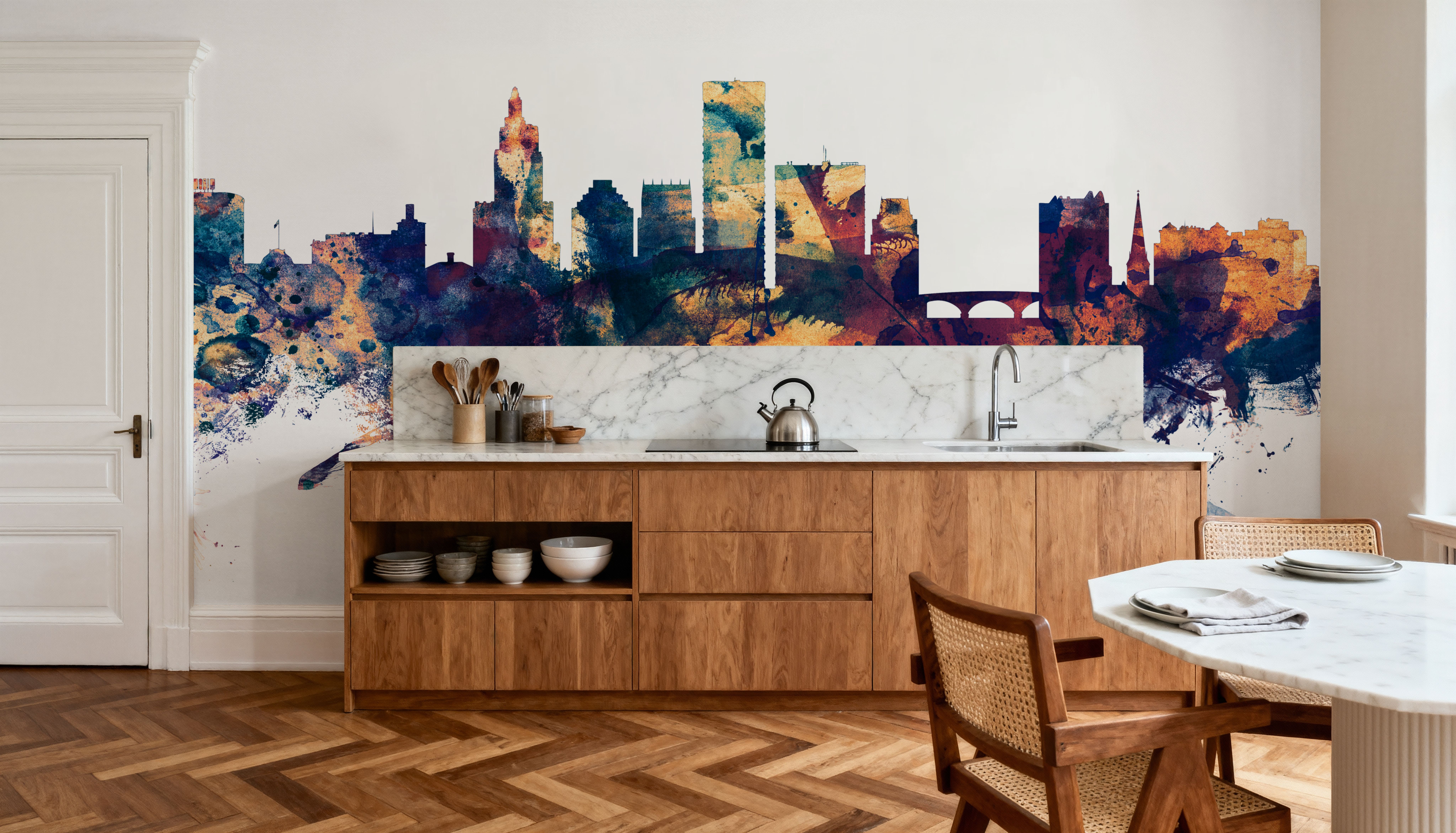 Providence Rhode Island Skyline Blue & Bronze