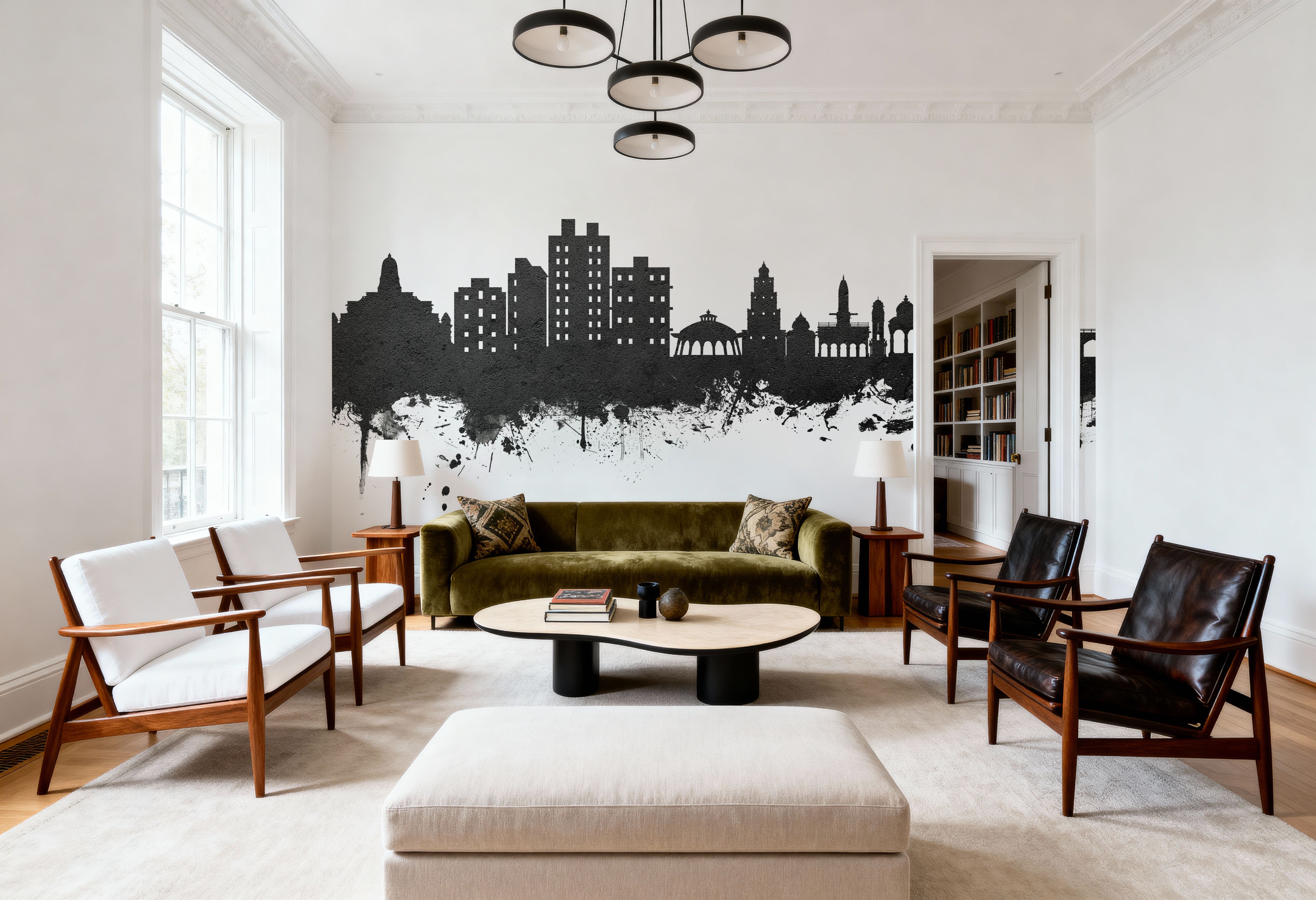 Nashik India Skyline Black & White, Papier peint