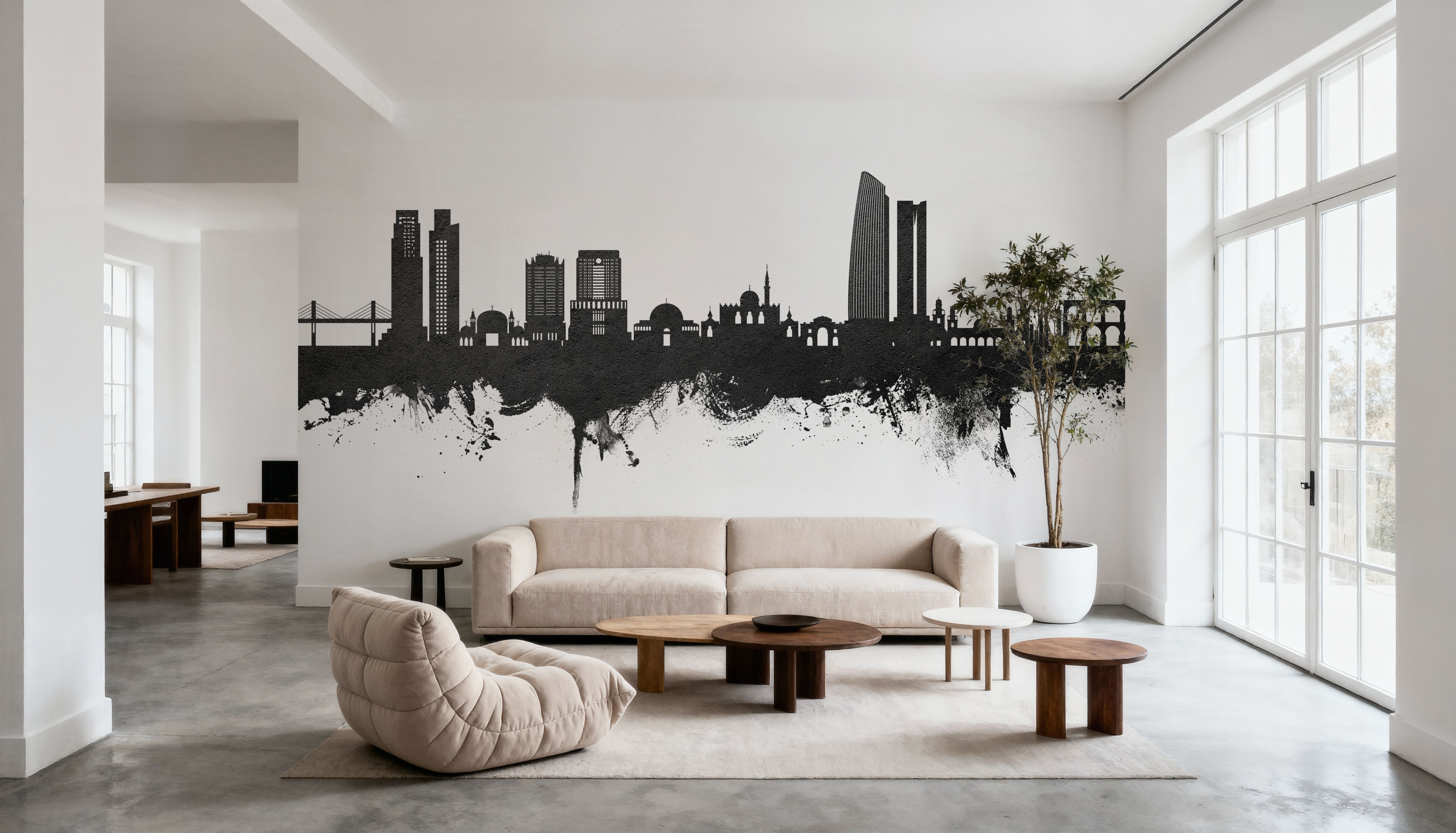 Amman Skyline Black & White, Wallpaper