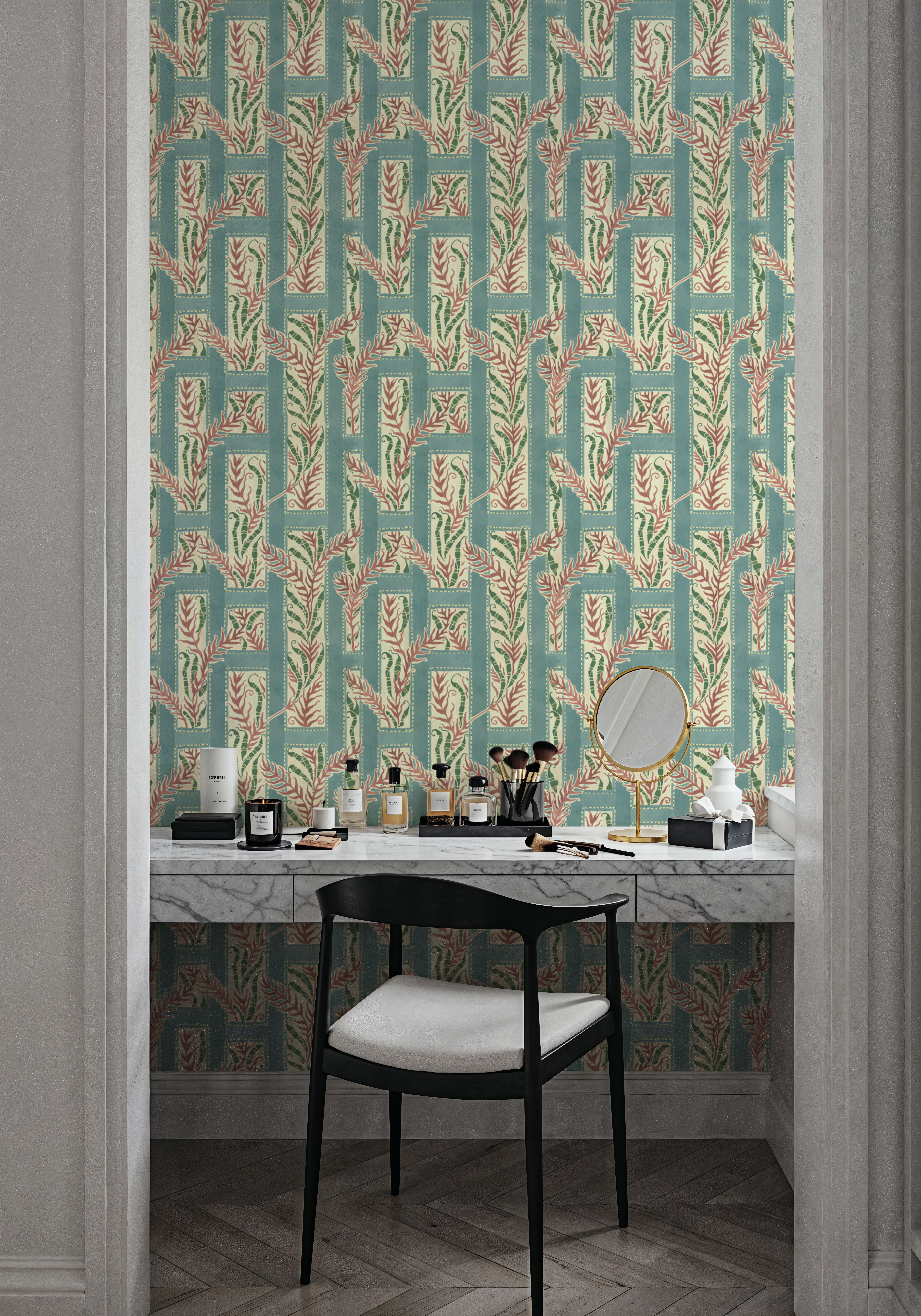 Samarkand Ferns, Robin's Egg, Wallpaper