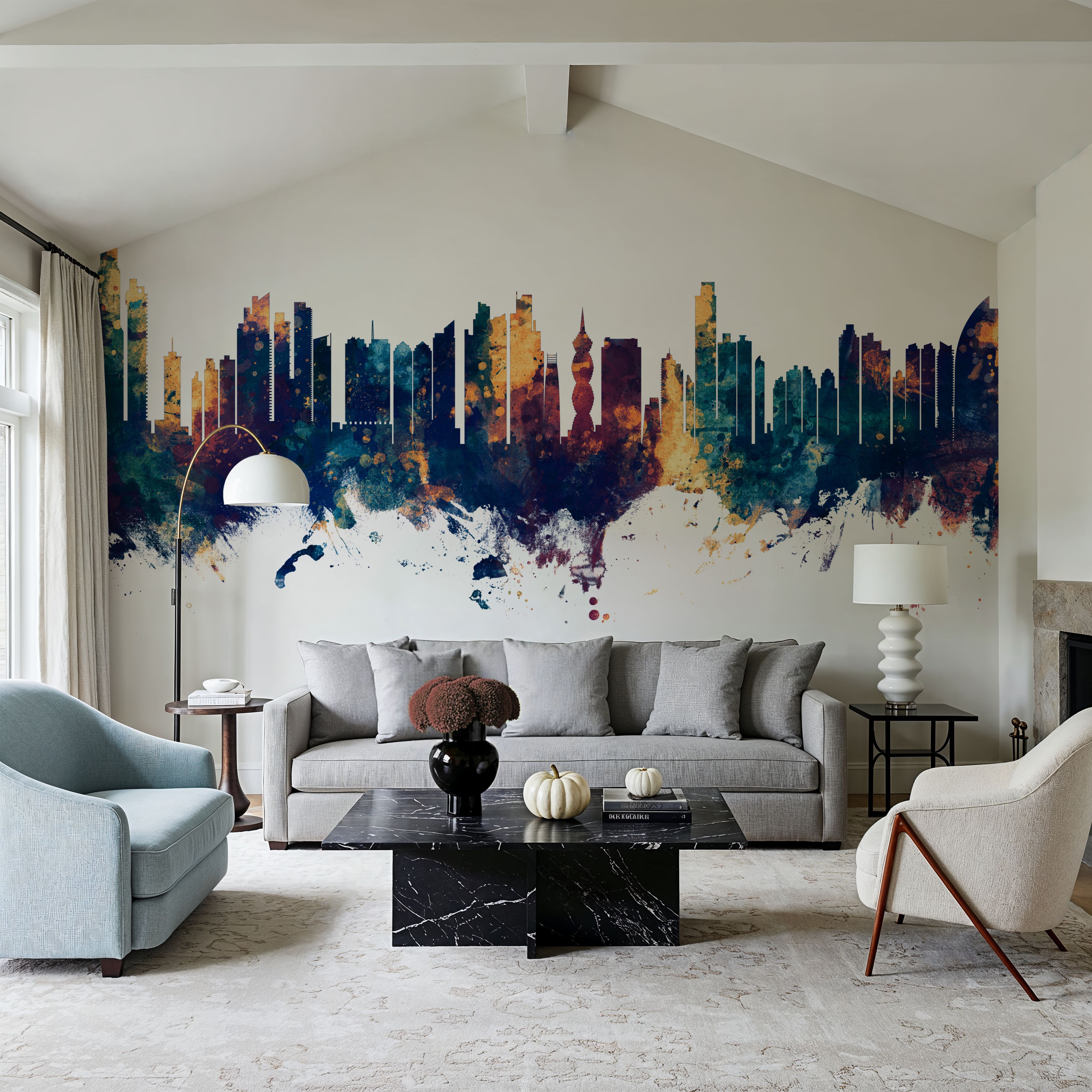 Panama City Skyline Blue & Bronze