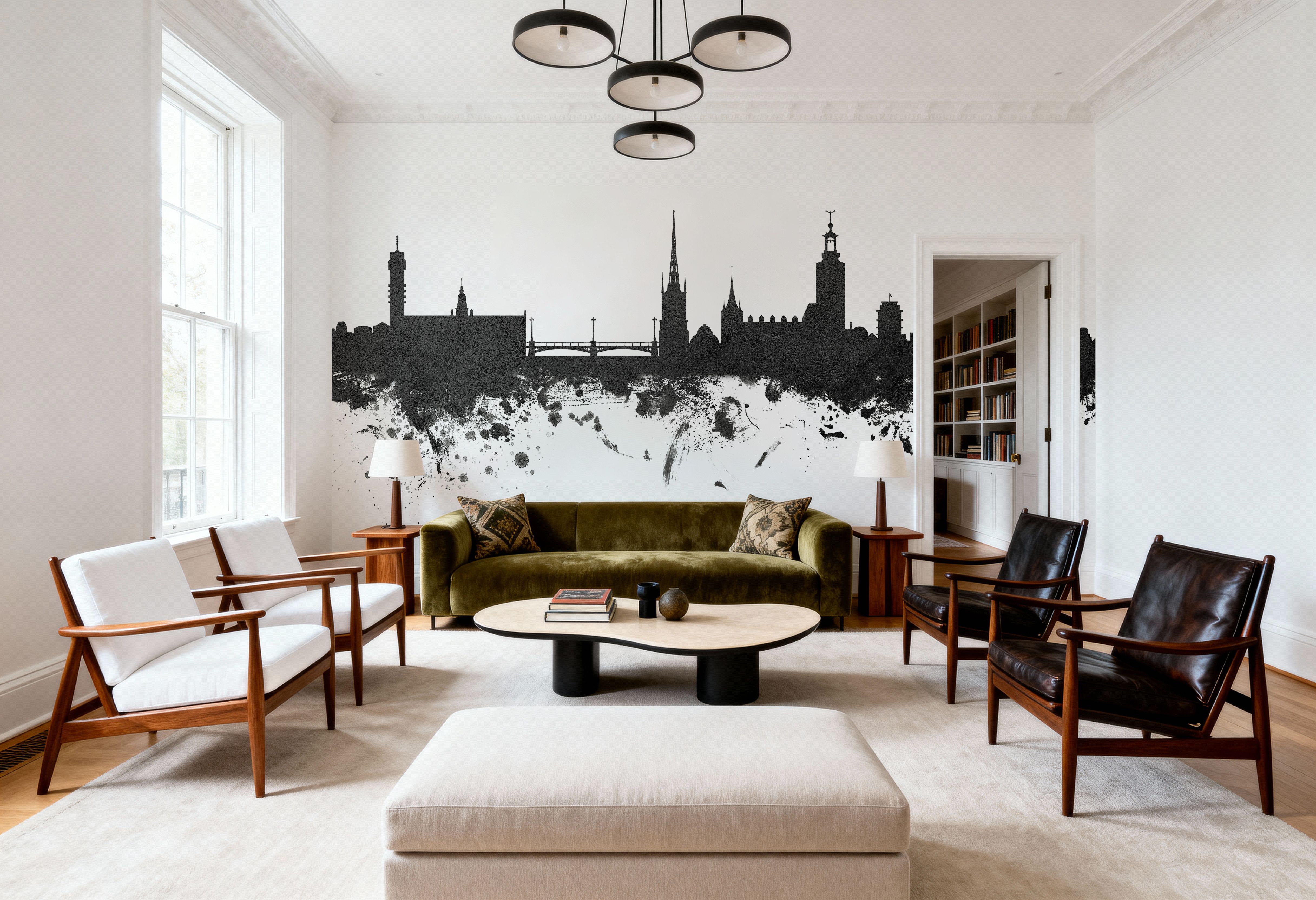 Stockholm Skyline Black & White, Wallpaper