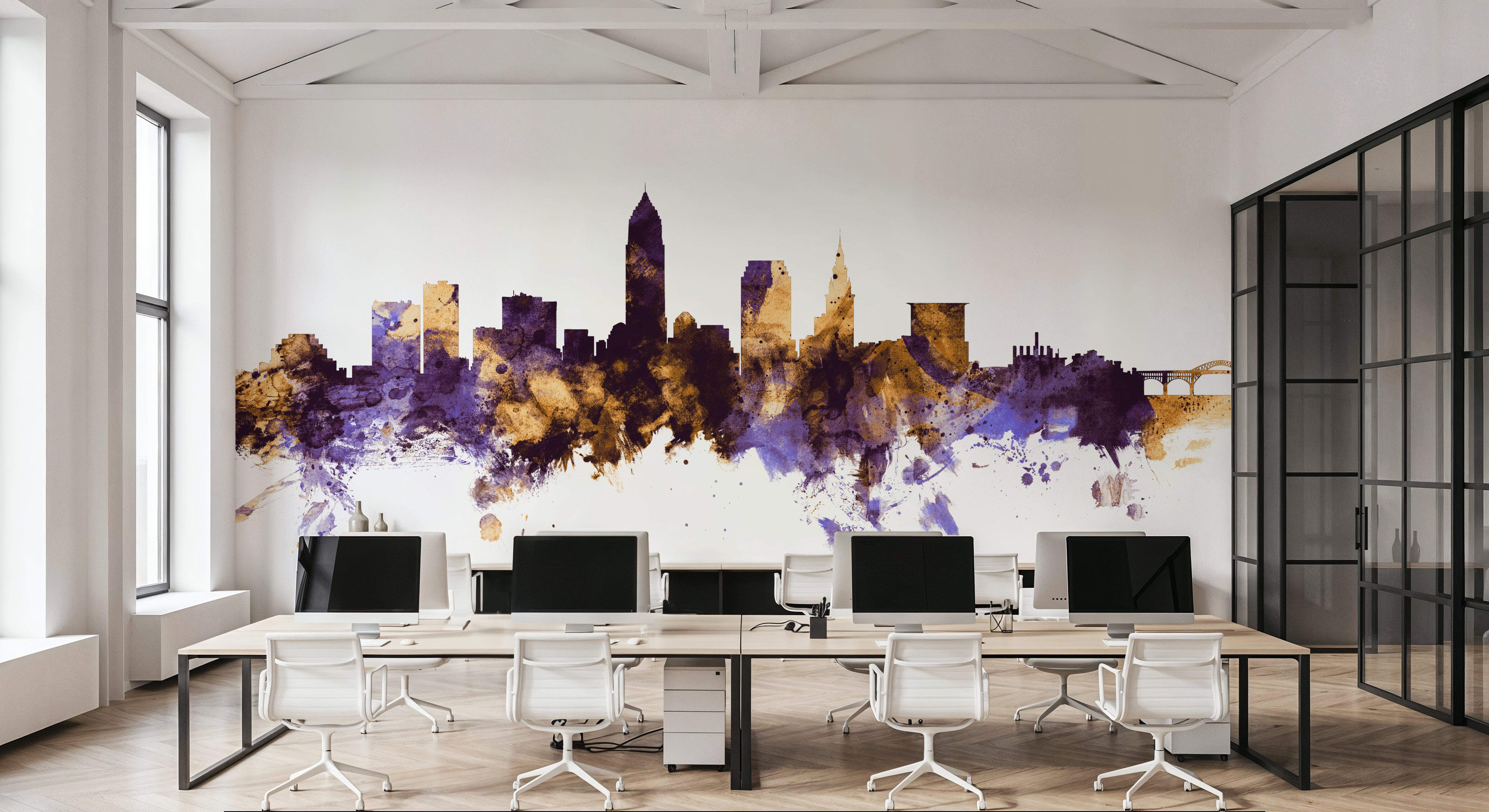 Cleveland Ohio Skyline Purple & Gold