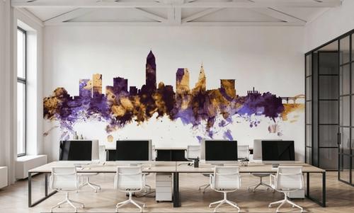 Cleveland Ohio Skyline Purple & Gold