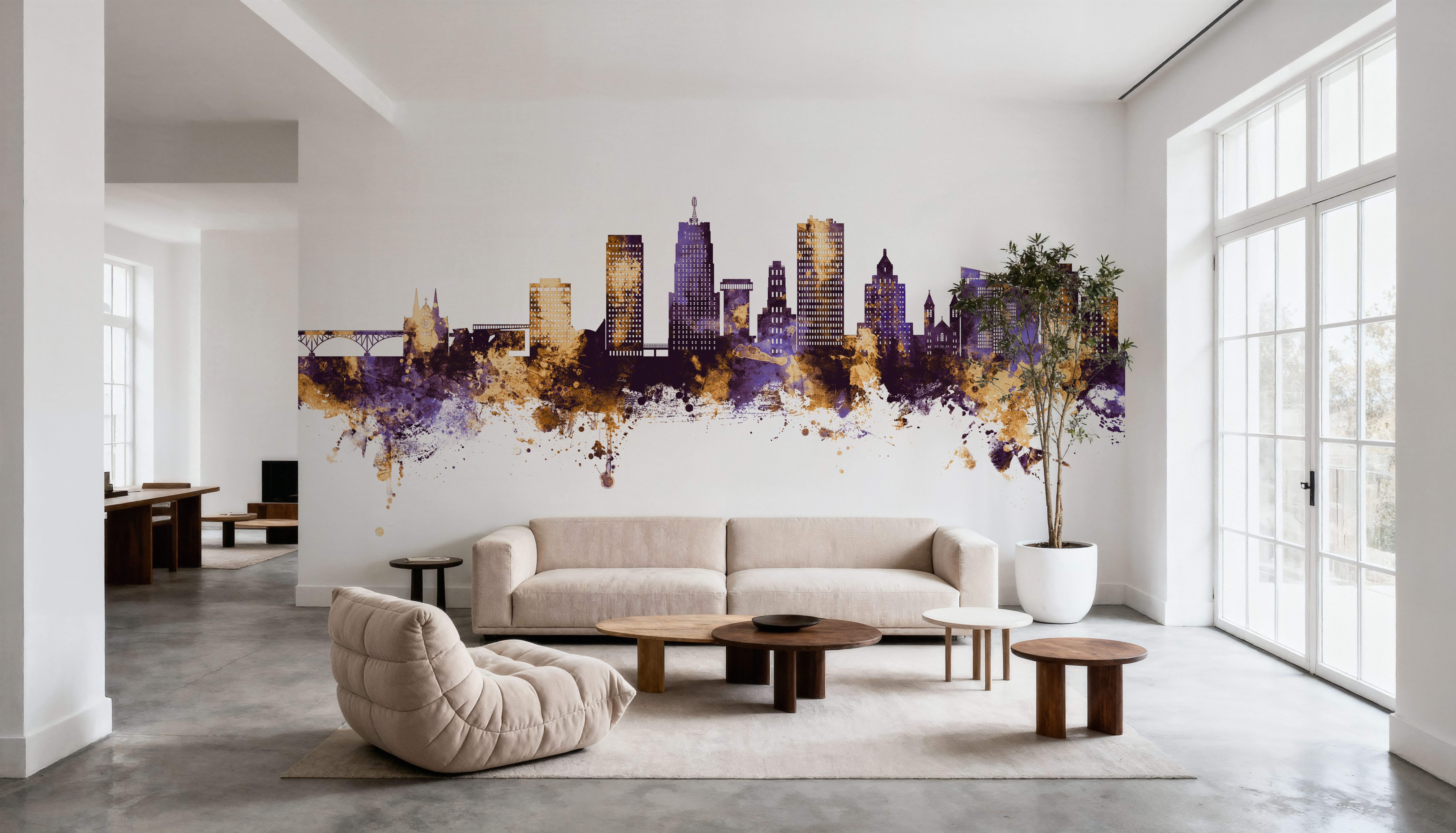 Akron Ohio Skyline Purple & Gold
