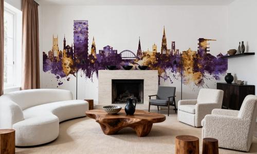 Cheltenham England Skyline Purple & Gold