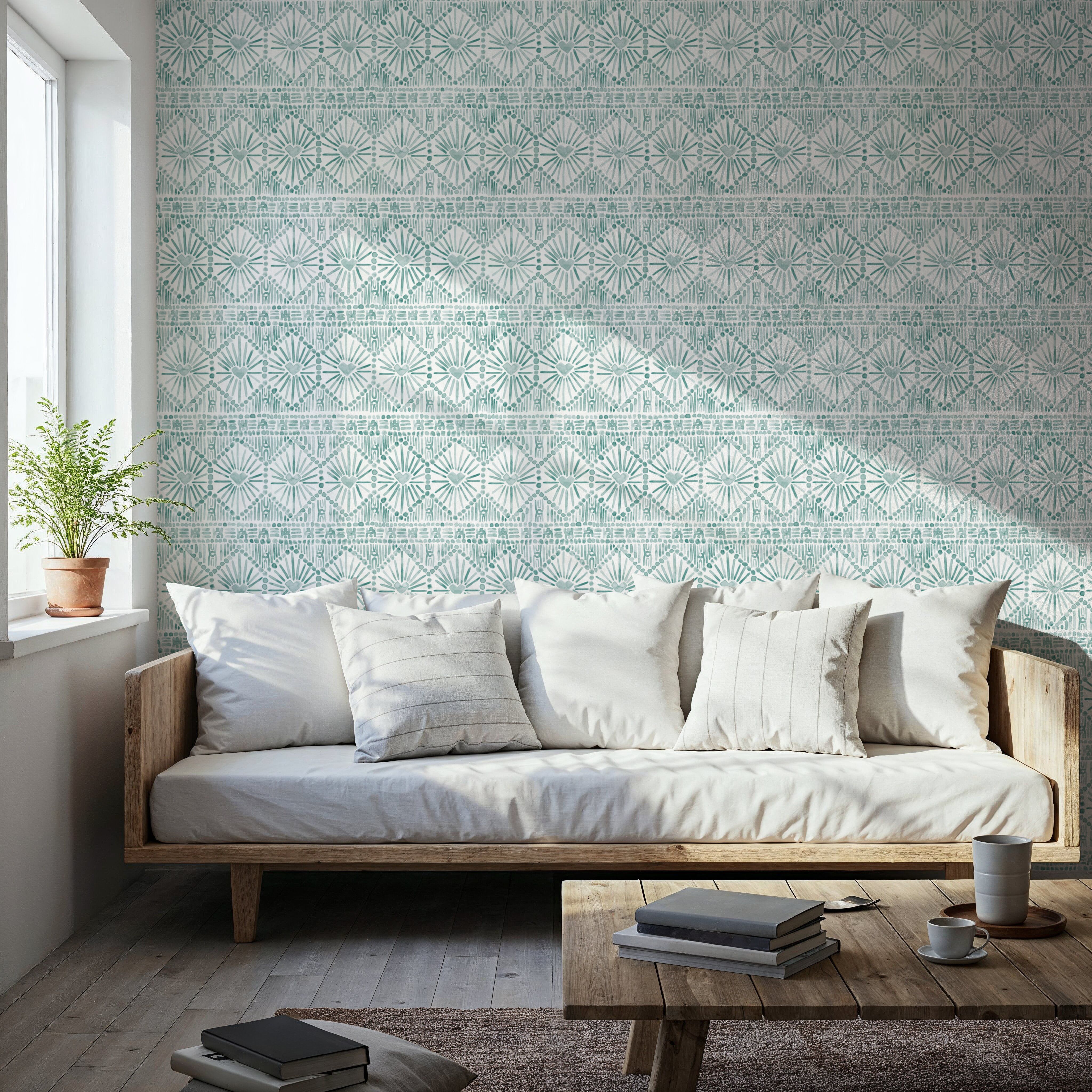 Paradise Fountain Blue on White