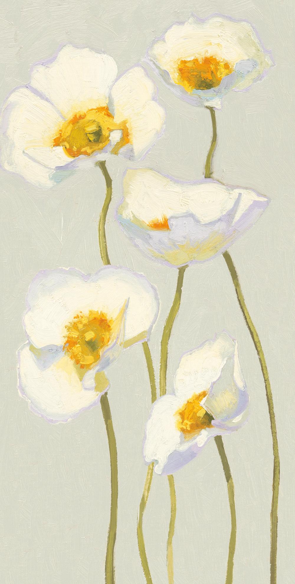 White On White Poppies Panel II