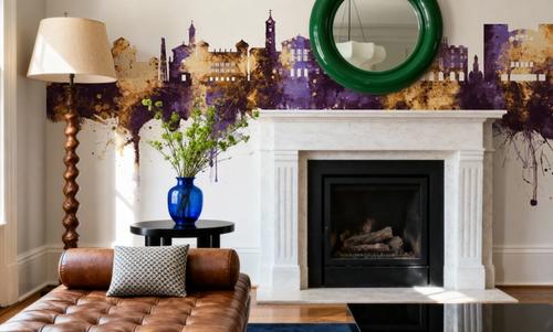 Nice France Skyline Purple & Gold