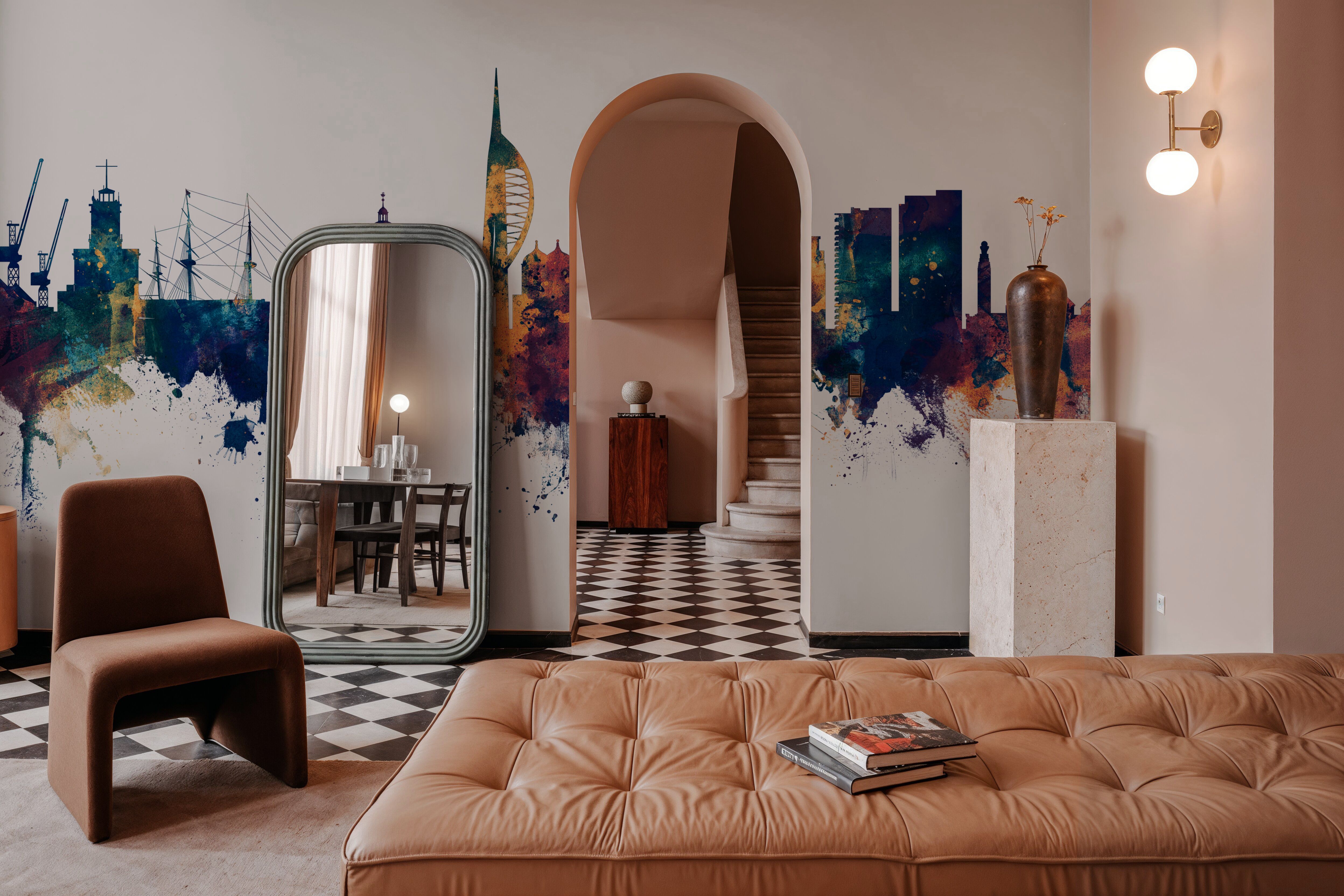 Portsmouth England Skyline Blue & Bronze