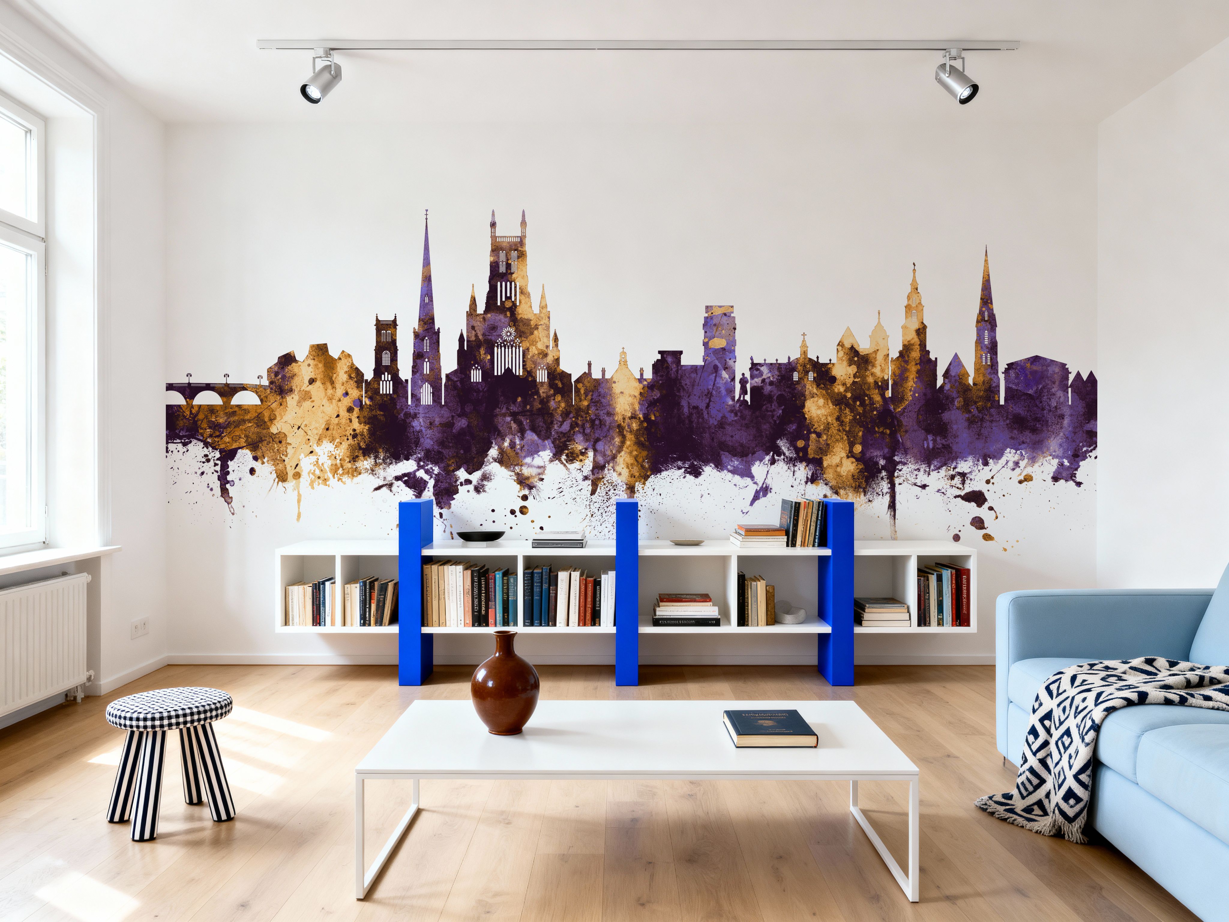 Worcester England Skyline Purple & Gold