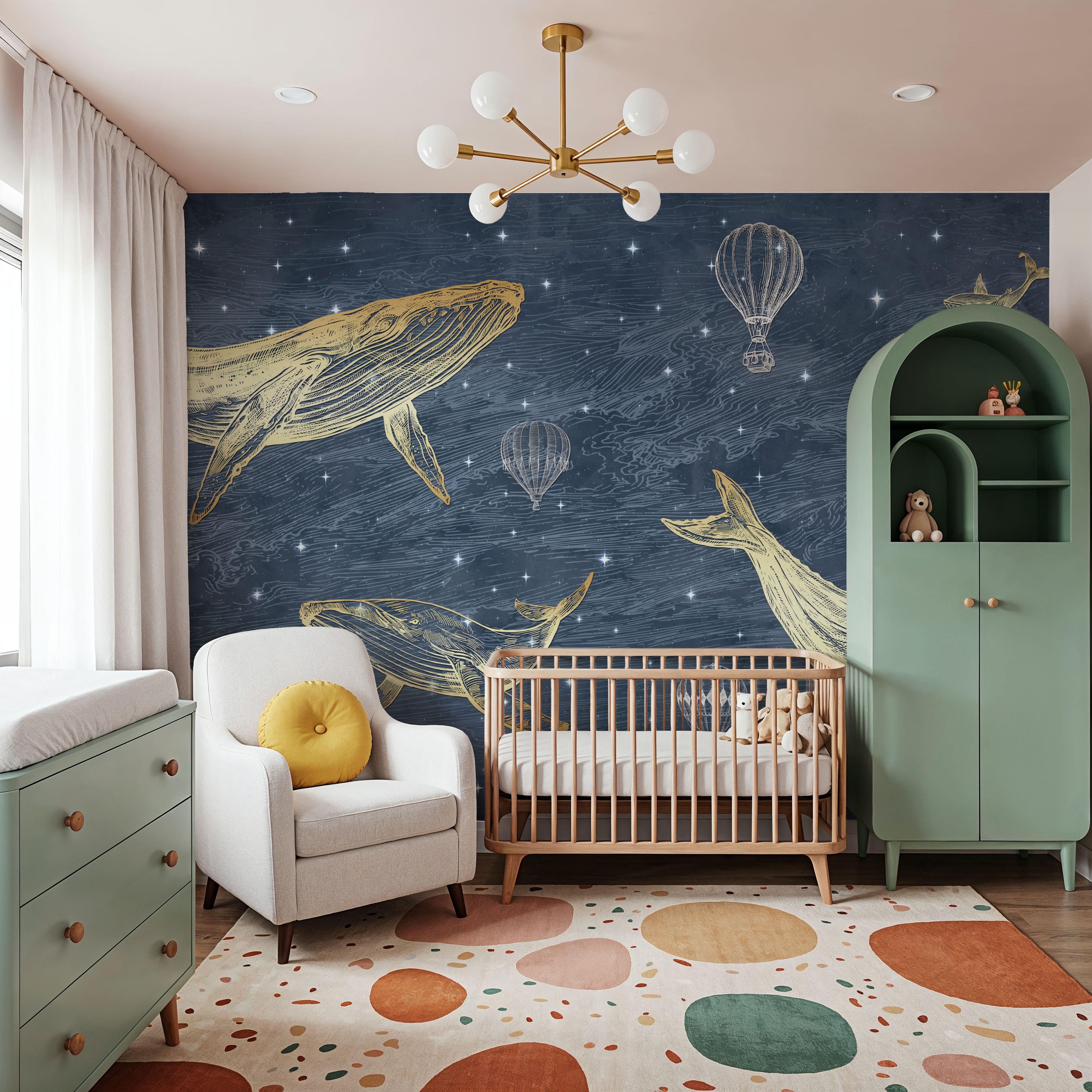 Whales in The Sky with Balloons, Washed