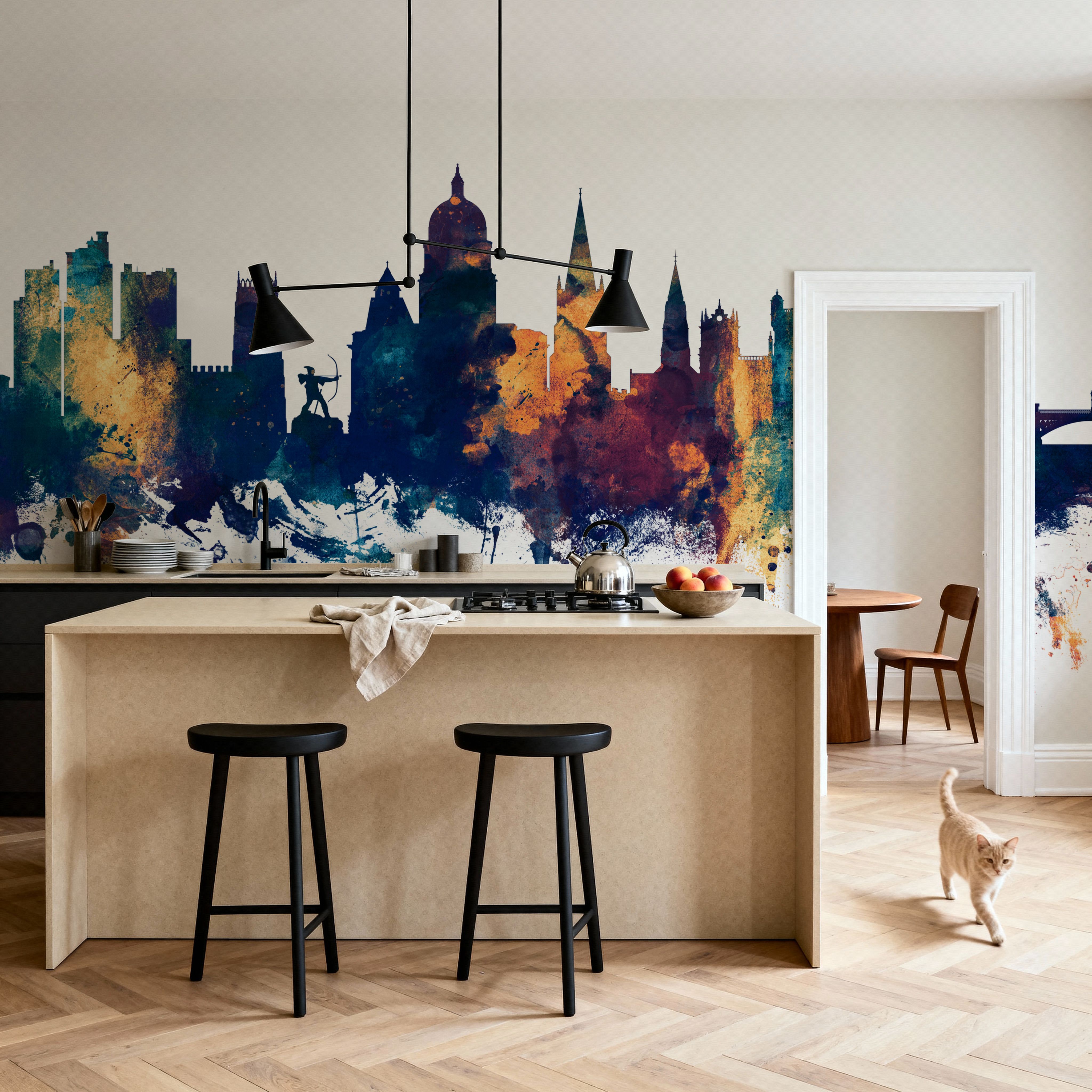 Nottingham England Skyline Blue & Bronze