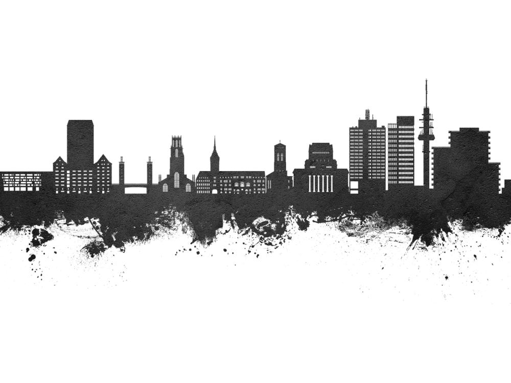 Duisburg Germany Skyline Black & White