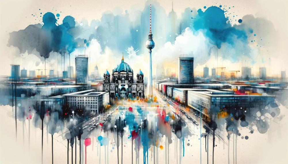 Watercolor Modern Architecture In Berlin