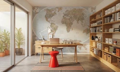 World Map Atlas Brown