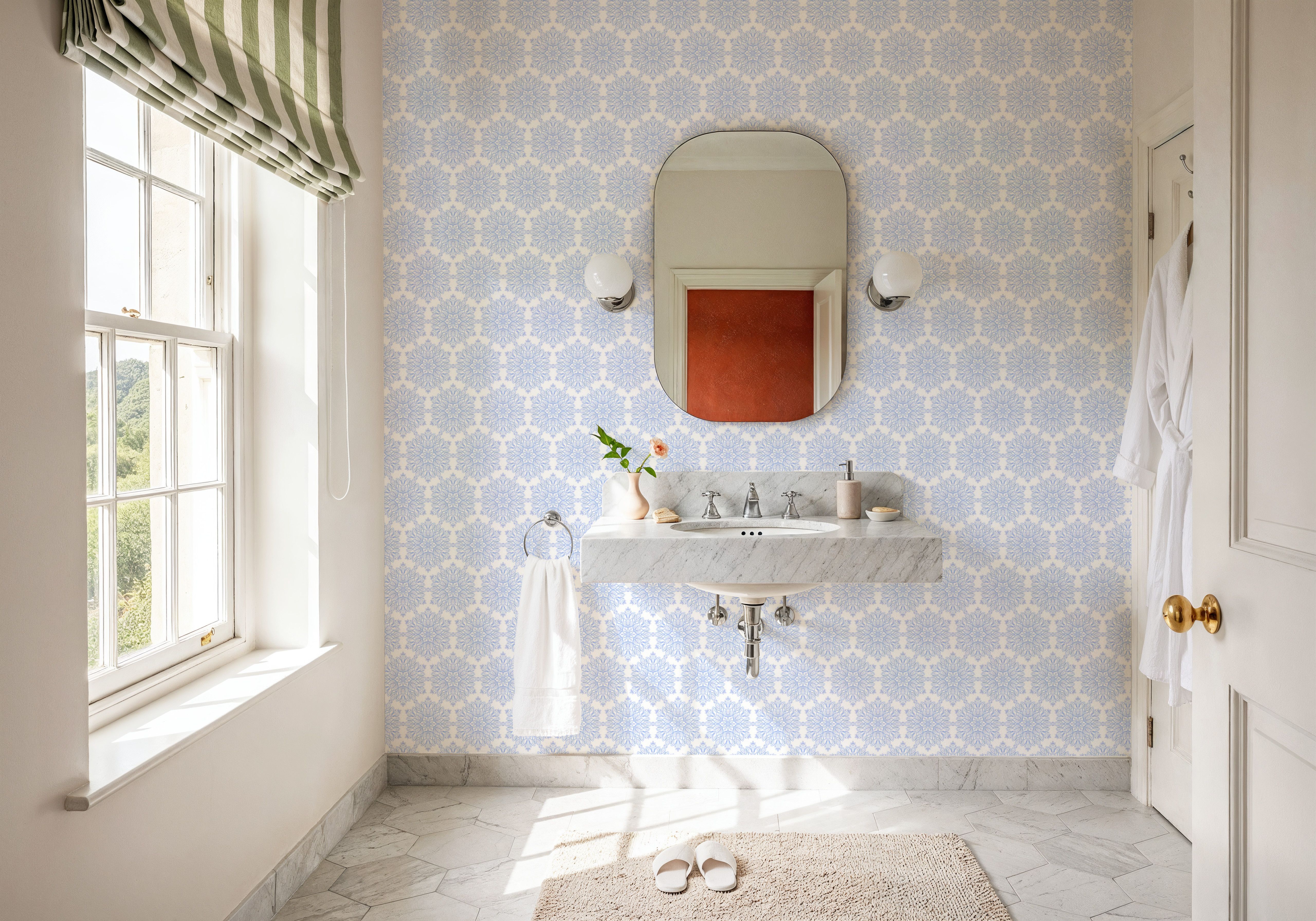 Blue Mandala Bloom, Wallpaper