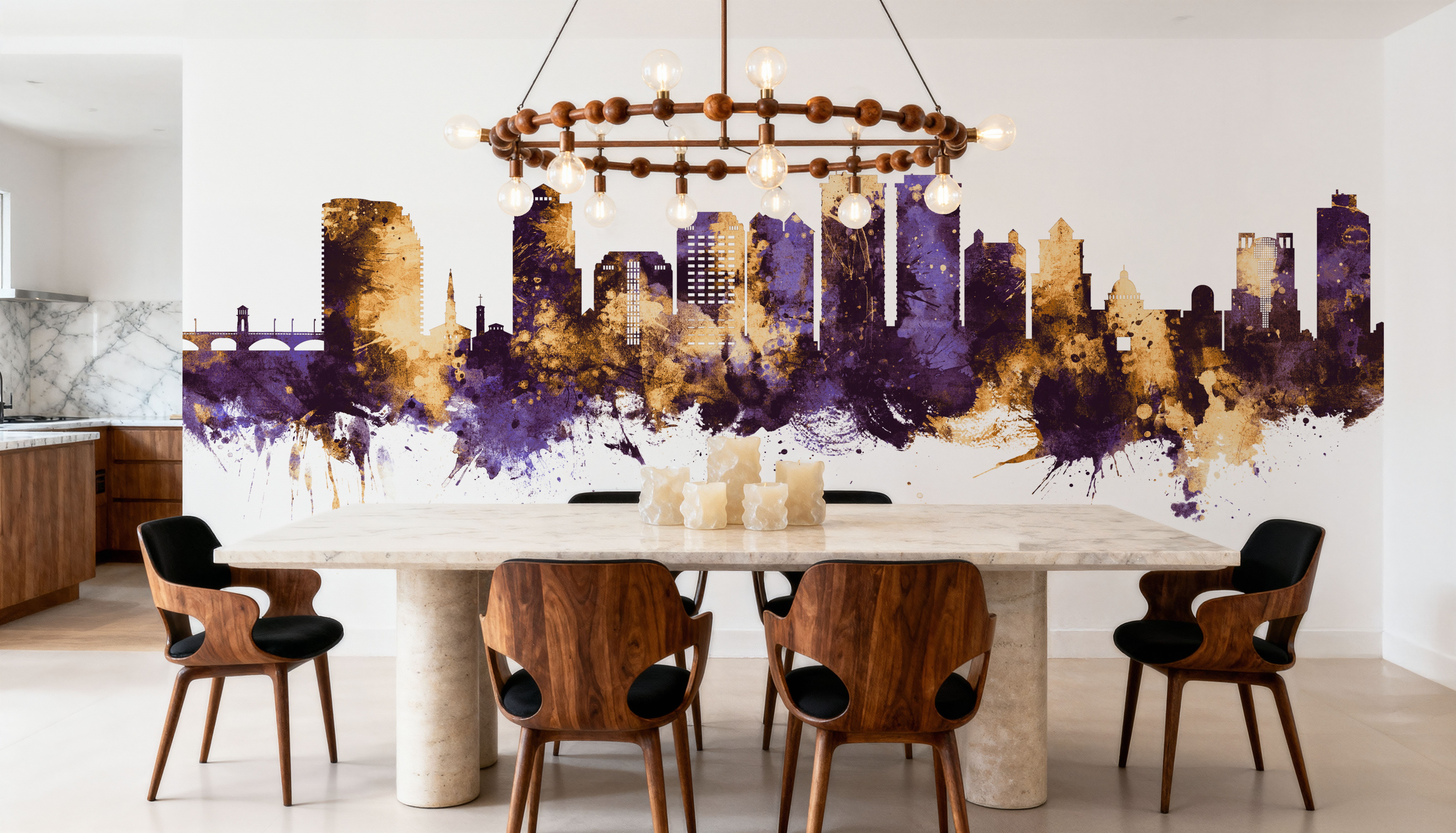 West Palm Beach Florida Skyline Purple & Gold