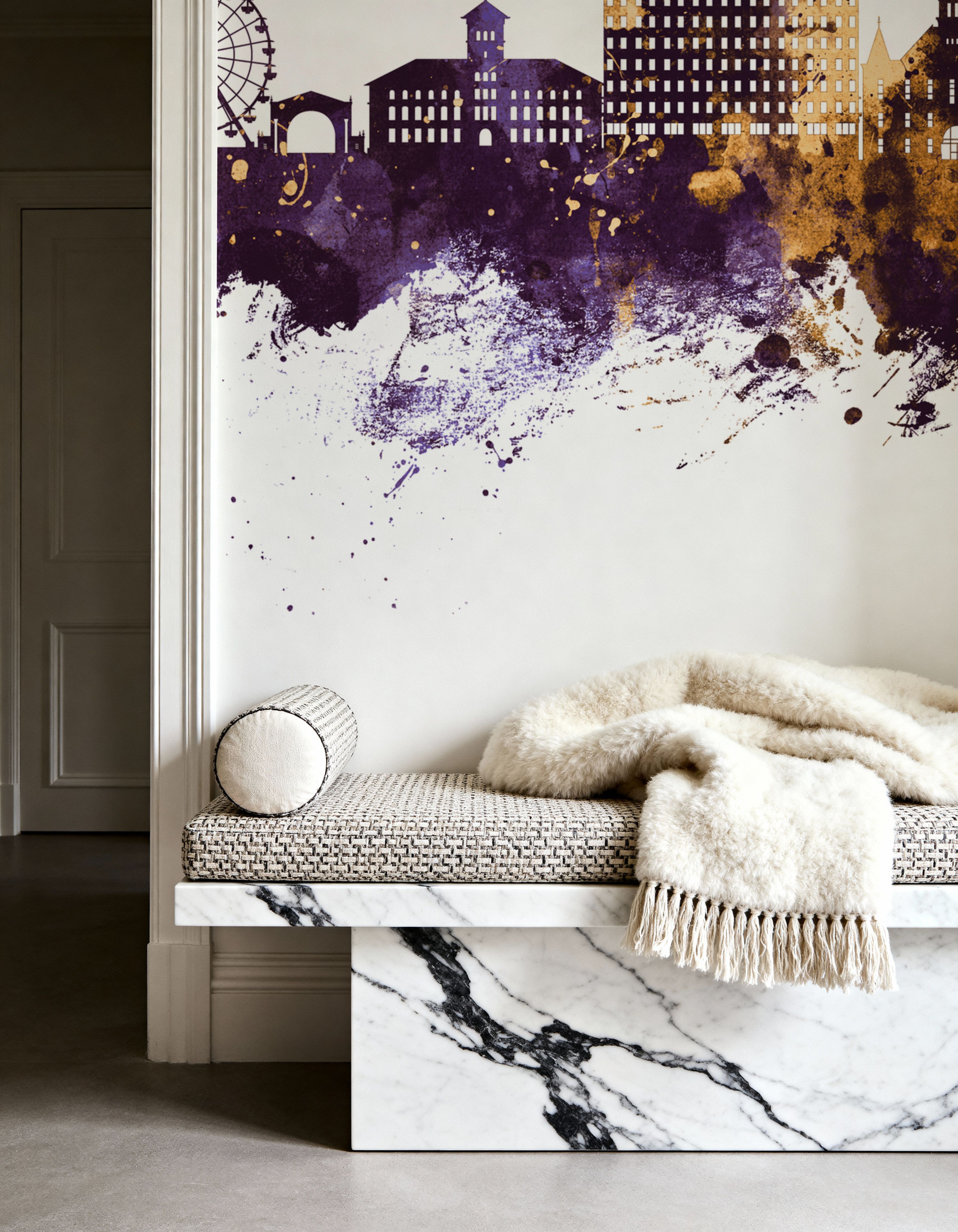 Davenport Iowa Skyline Purple & Gold