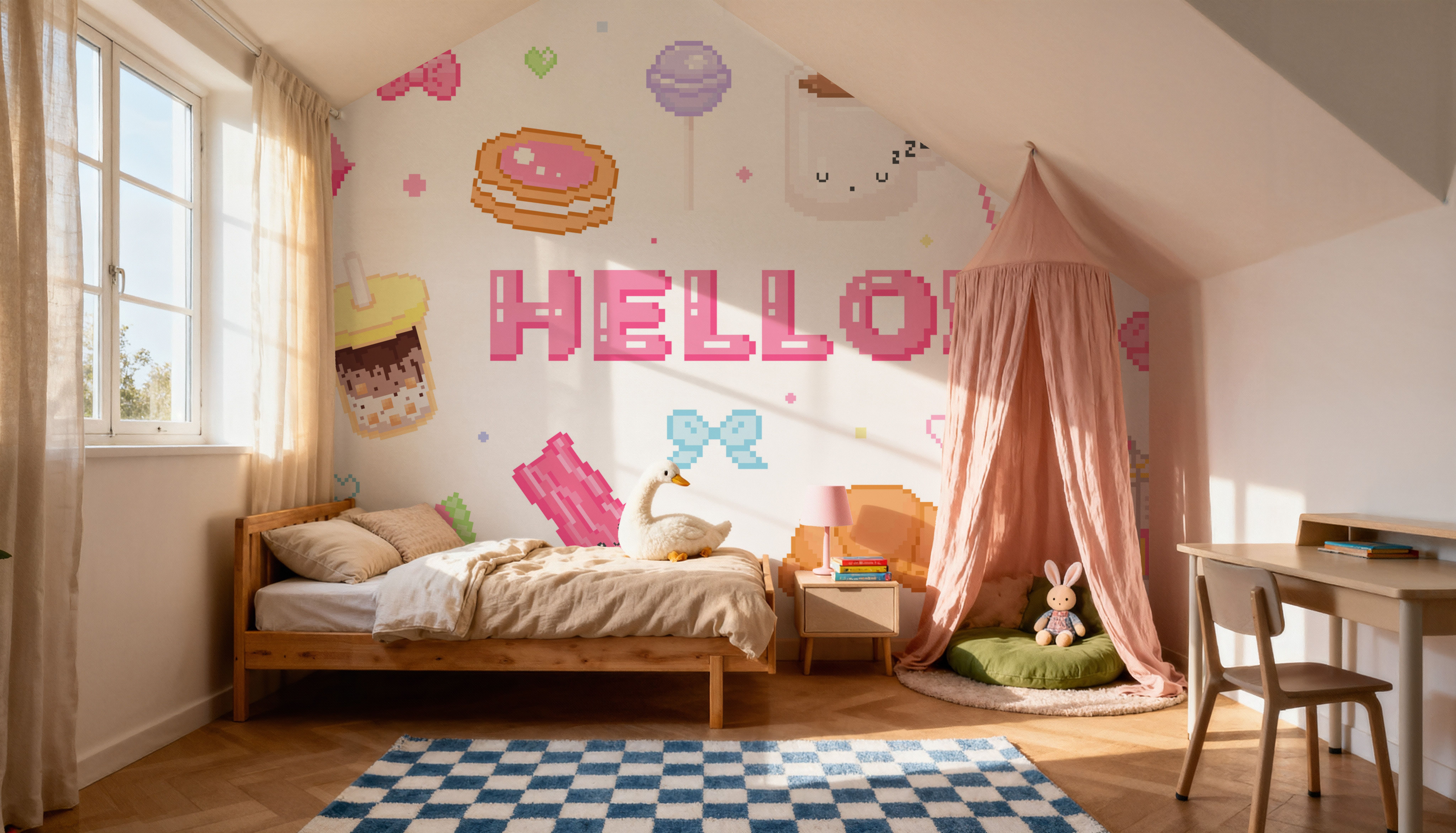 Cute Pixel Hello Light, Wallpaper