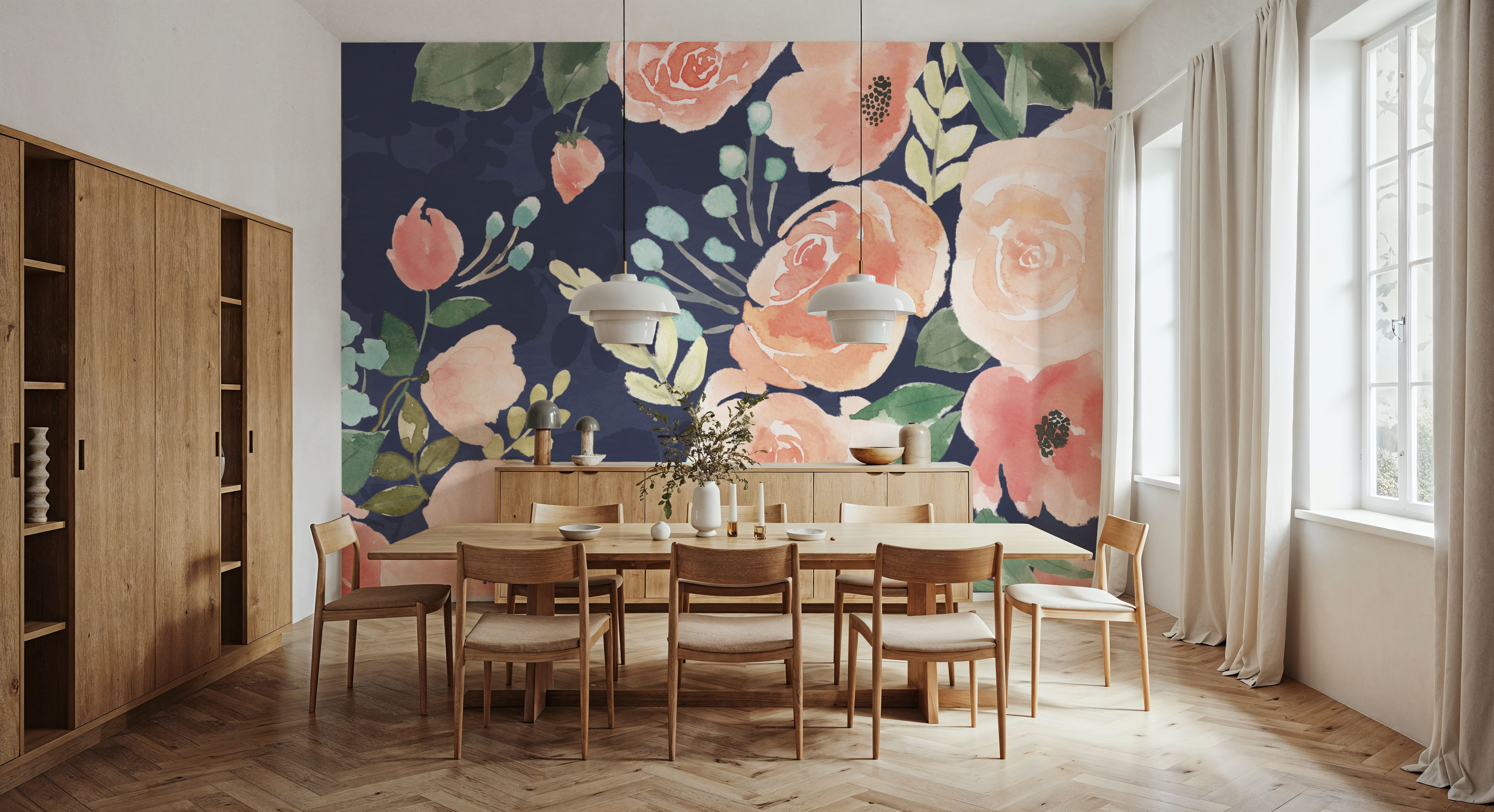 Blooming Delight III Blue, Wallpaper