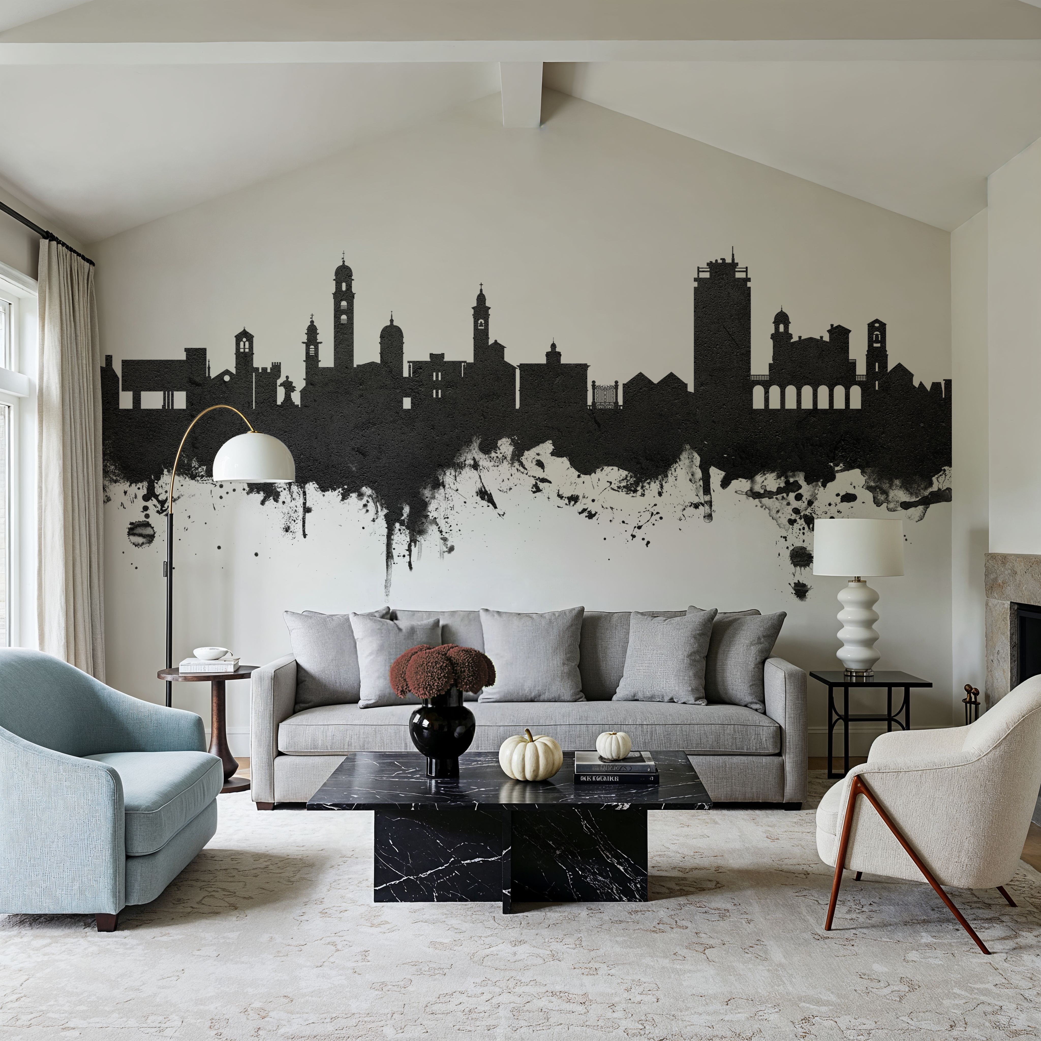 Lugano Switzerland Skyline Black & White