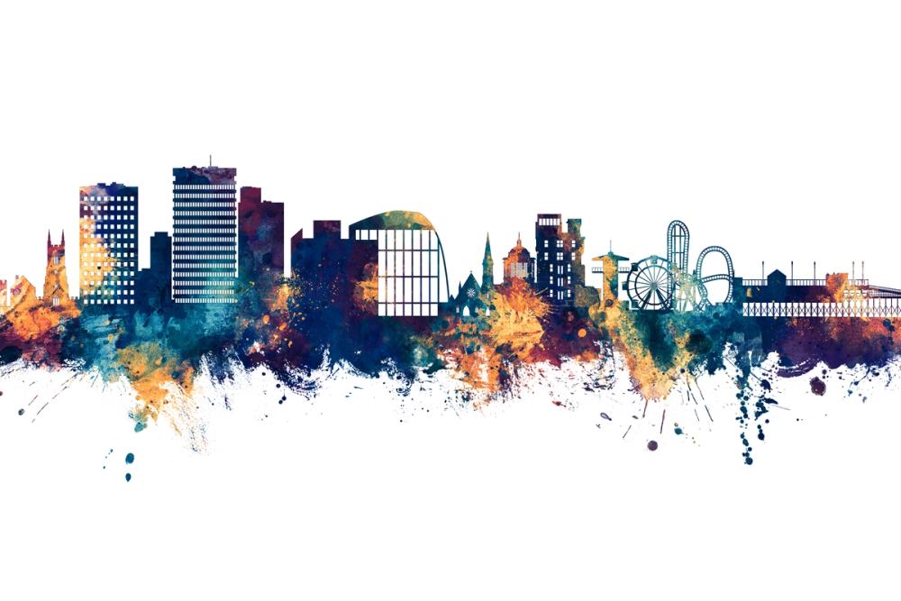 Southend-on-Sea England Skyline Blue & Bronze